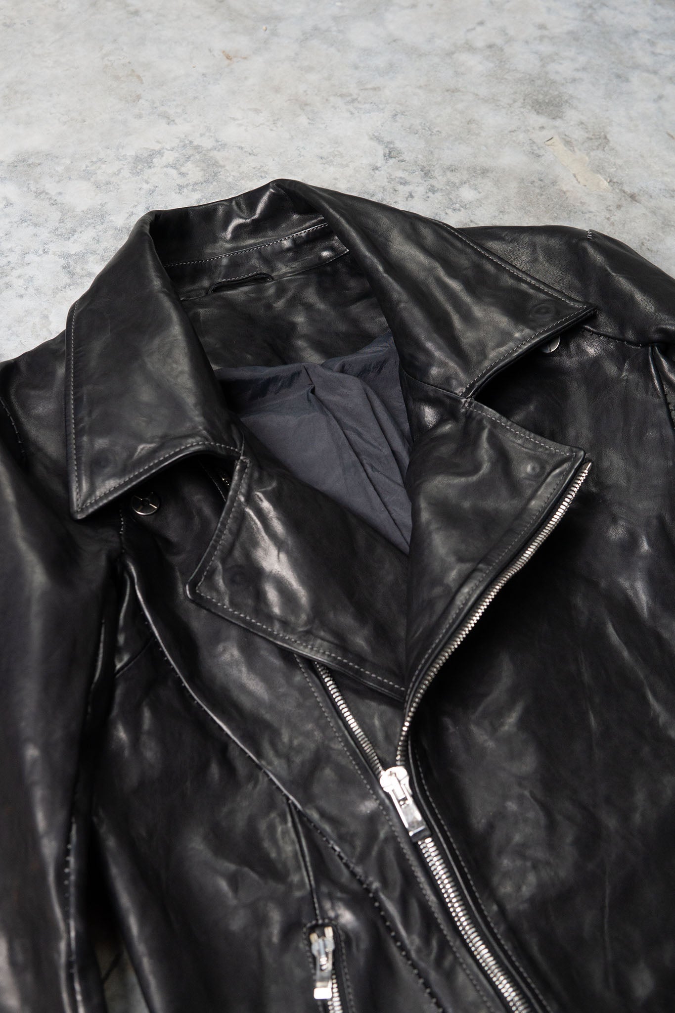 HORSE LEATHER DOUBLE BREAST MOTO LINED JB-3