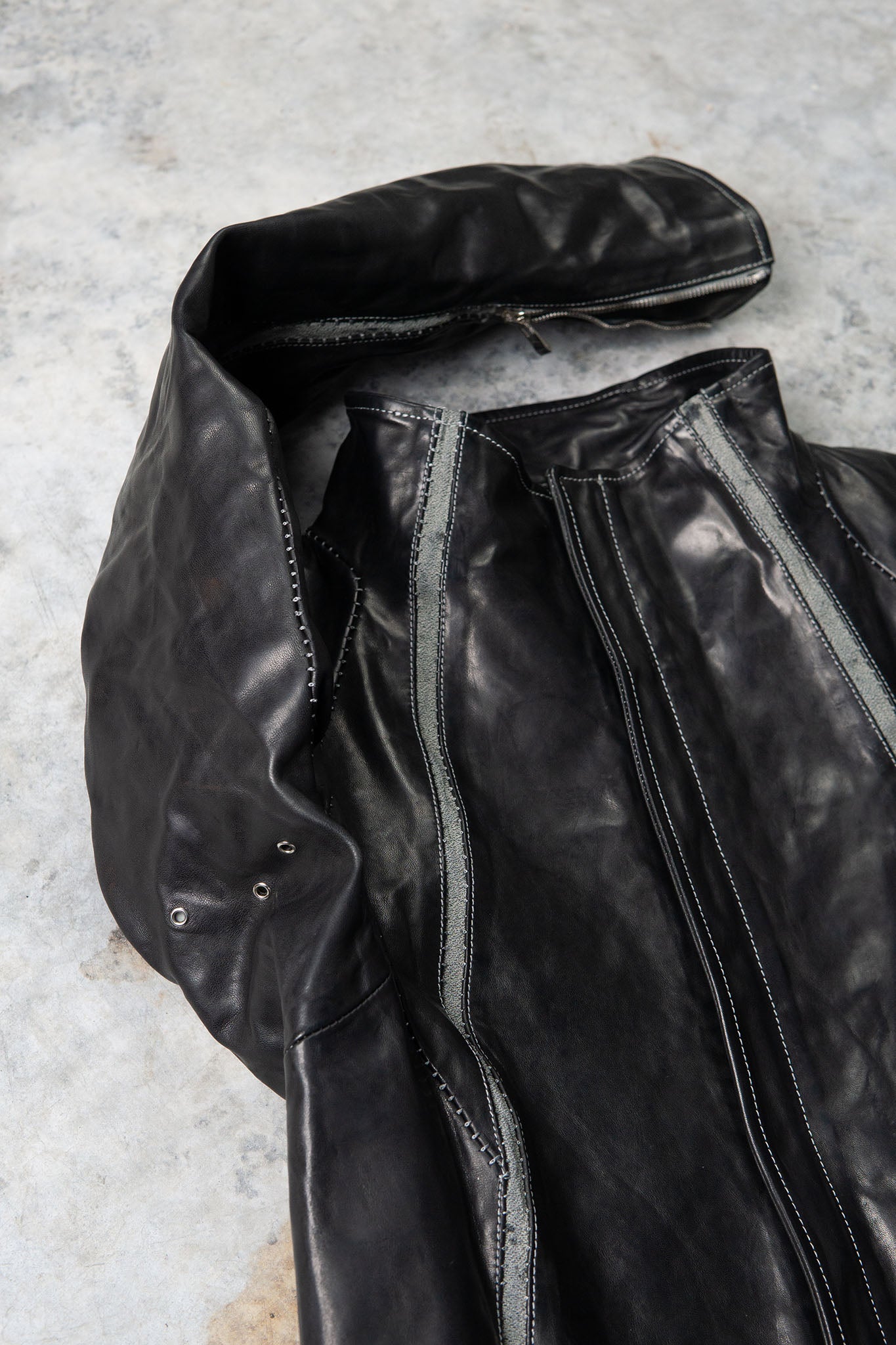 HORSE LEATHER HIGH COLLAR JACKET W/ELASTIC LINED JB-7E