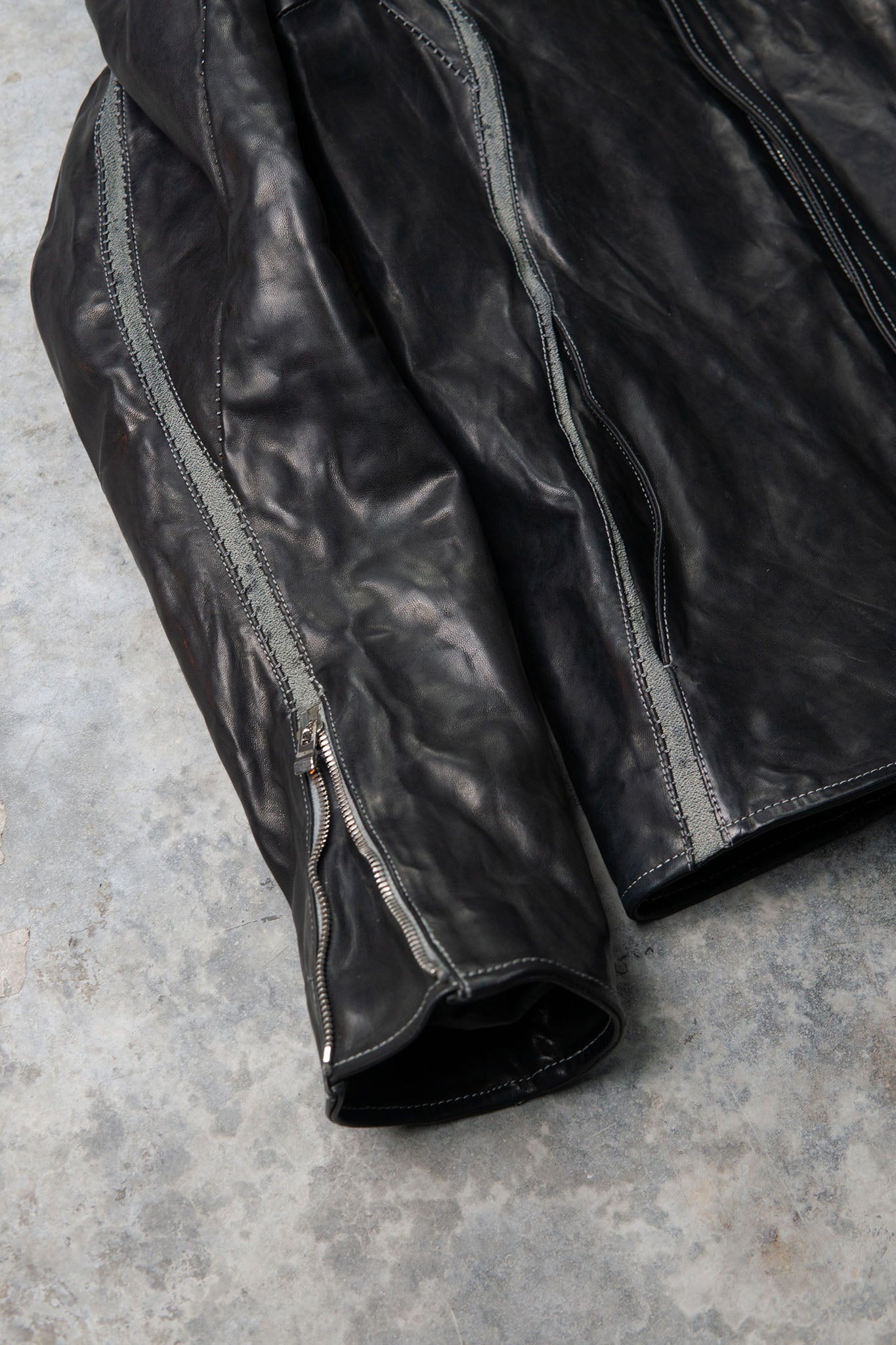 HORSE LEATHER HIGH COLLAR JACKET W/ELASTIC LINED JB-7E