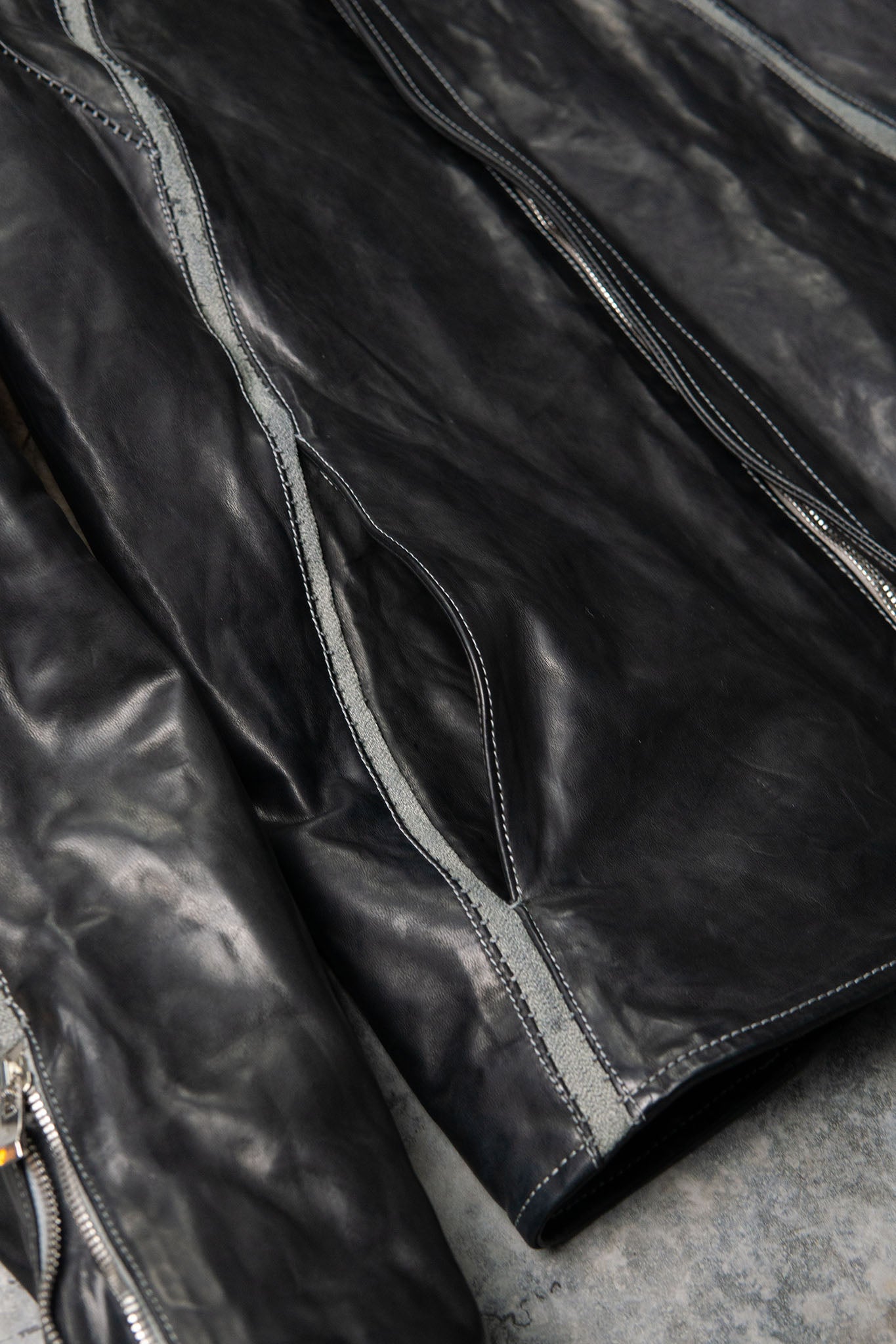 HORSE LEATHER HIGH COLLAR JACKET W/ELASTIC LINED JB-7E