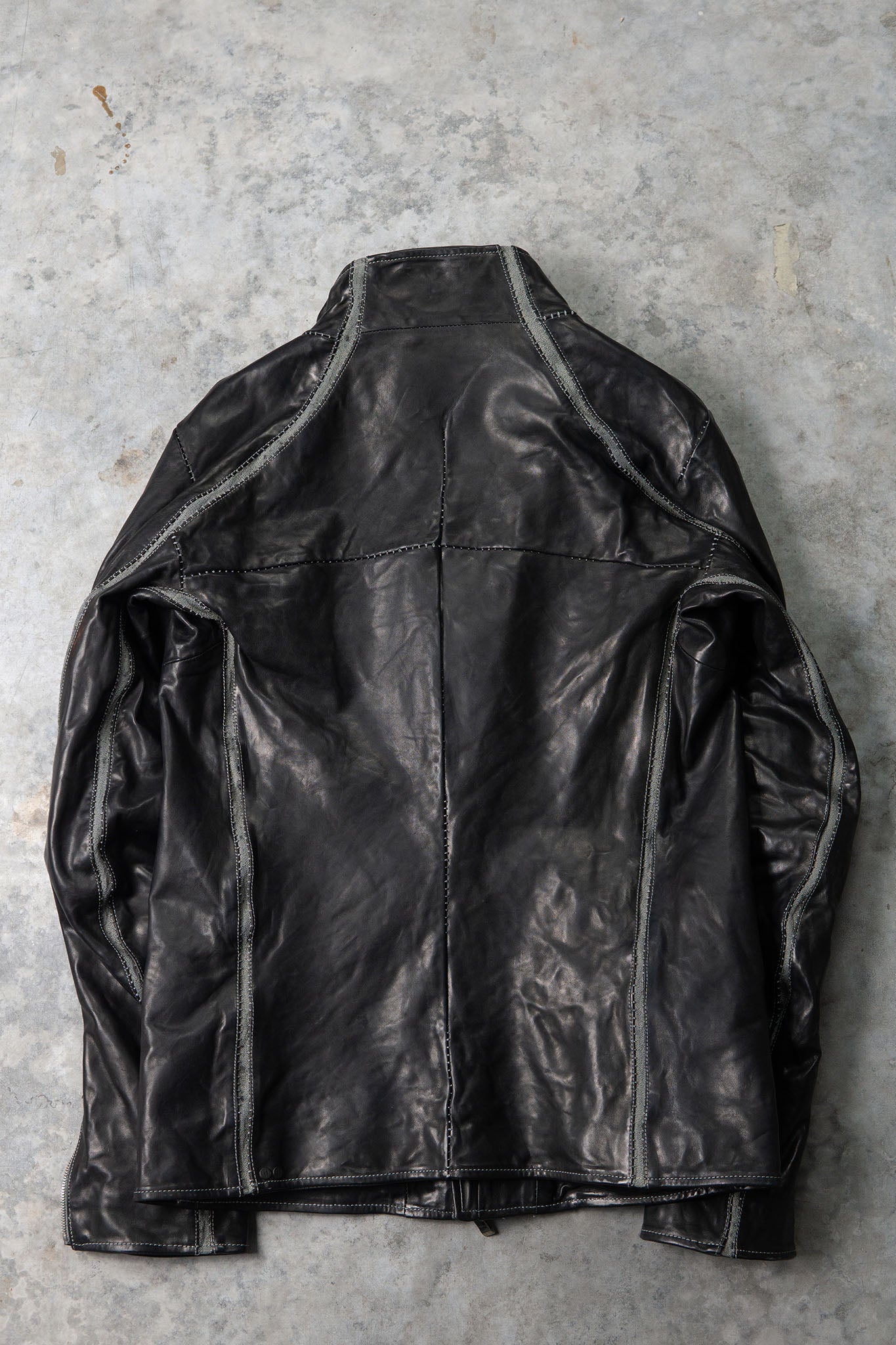 HORSE LEATHER HIGH COLLAR JACKET W/ELASTIC LINED JB-7E