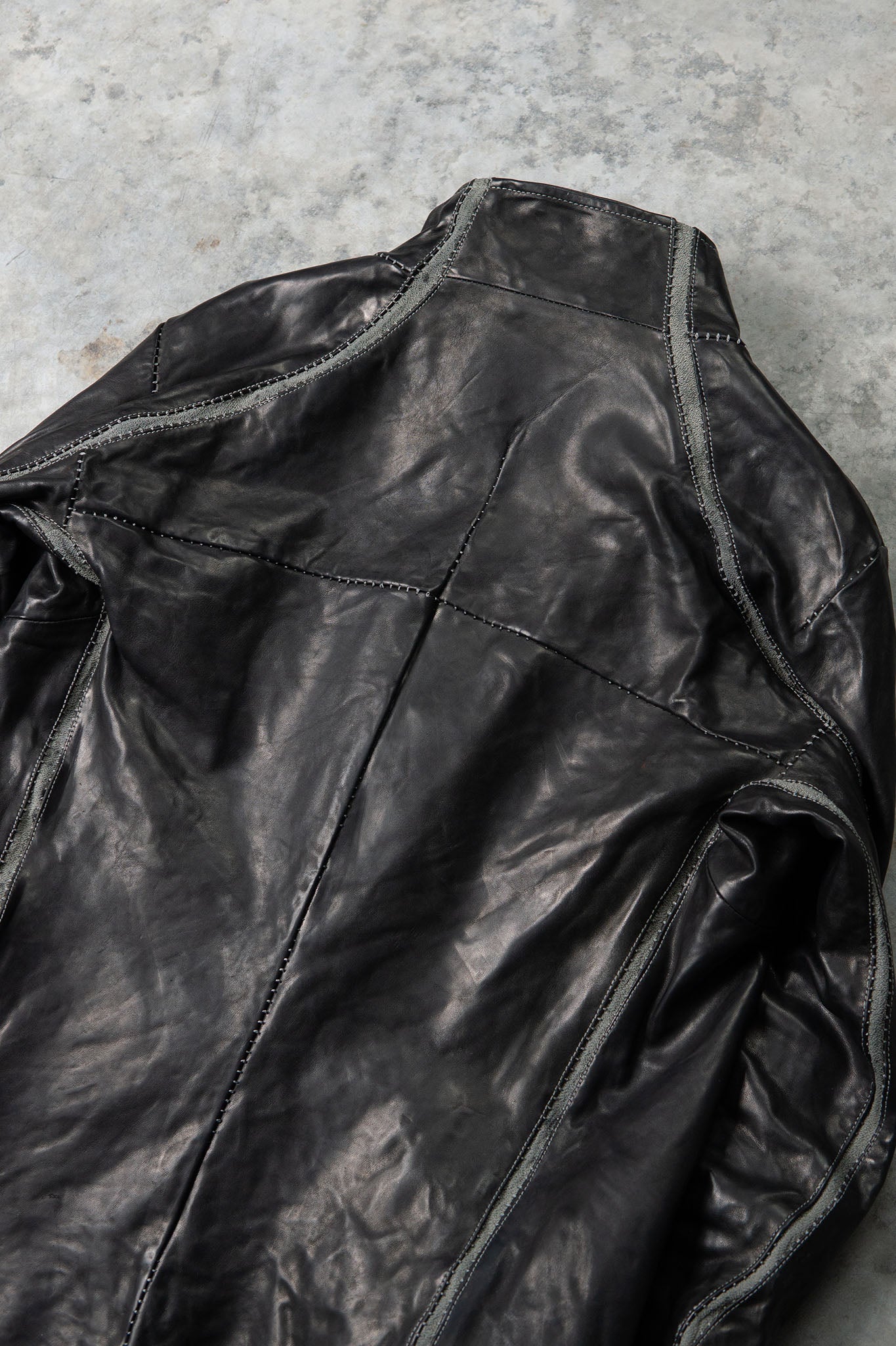 HORSE LEATHER HIGH COLLAR JACKET W/ELASTIC LINED JB-7E