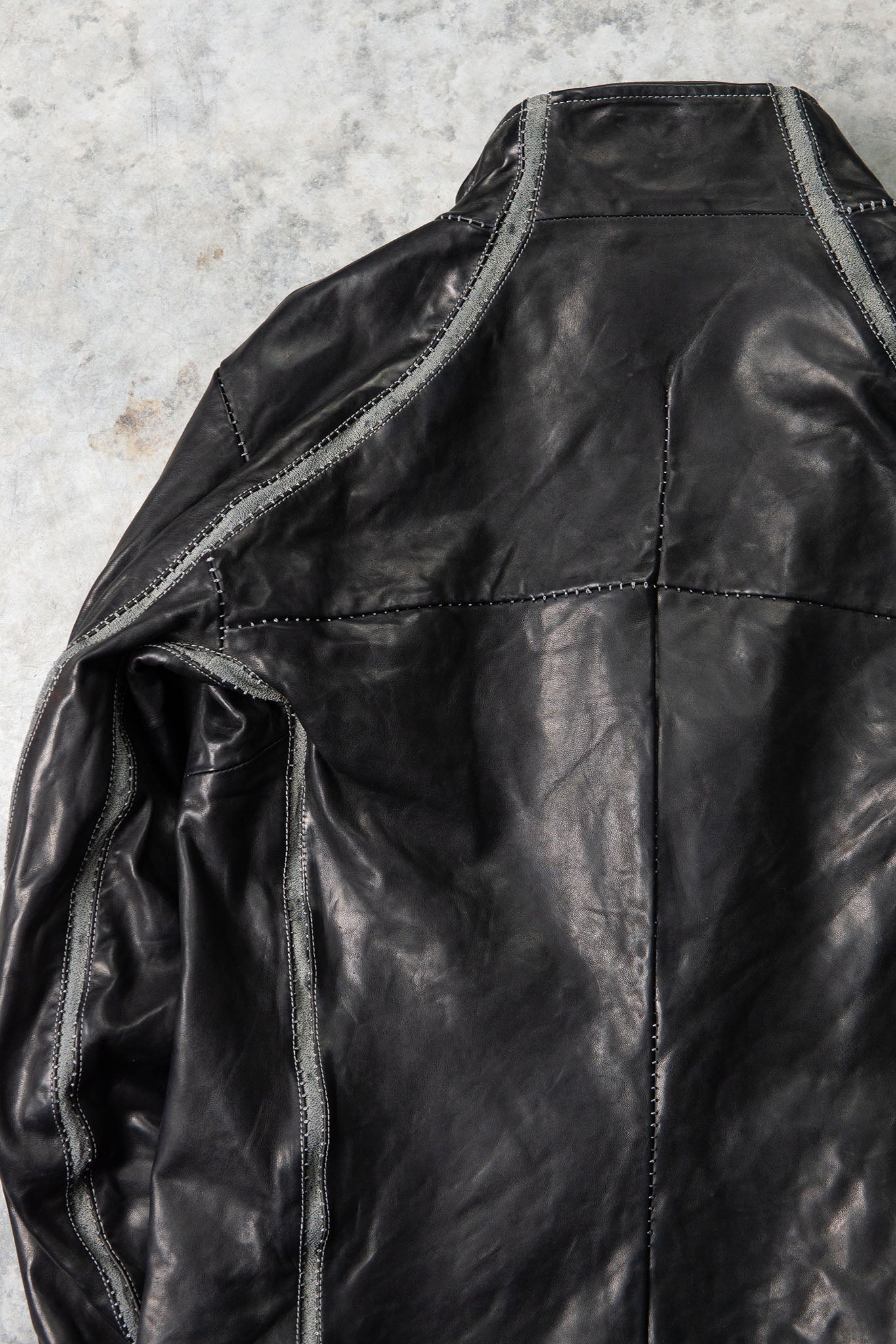 HORSE LEATHER HIGH COLLAR JACKET W/ELASTIC LINED JB-7E