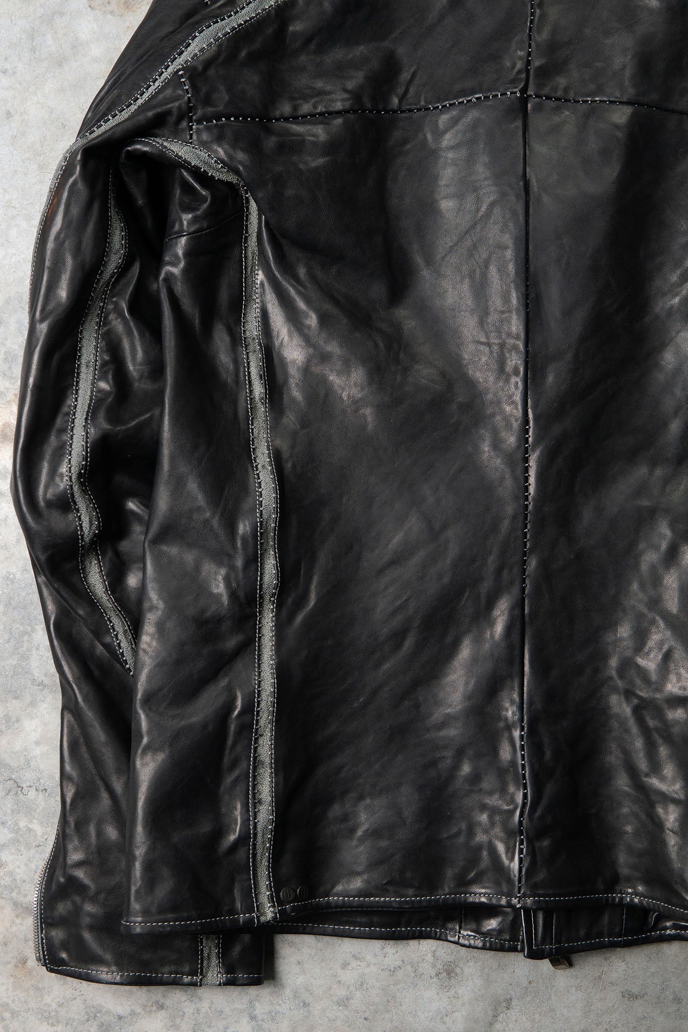 HORSE LEATHER HIGH COLLAR JACKET W/ELASTIC LINED JB-7E