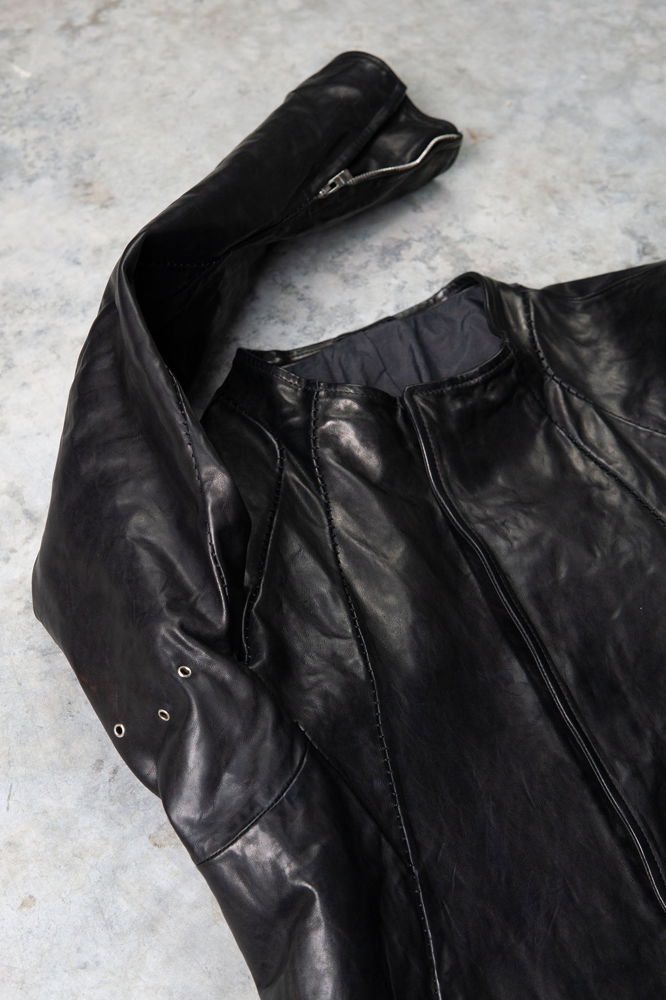 HORSE LEATHER COLLARLESS BIKER JACKET JB-8