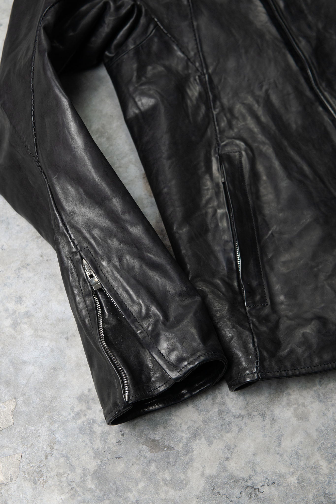 HORSE LEATHER COLLARLESS BIKER JACKET JB-8