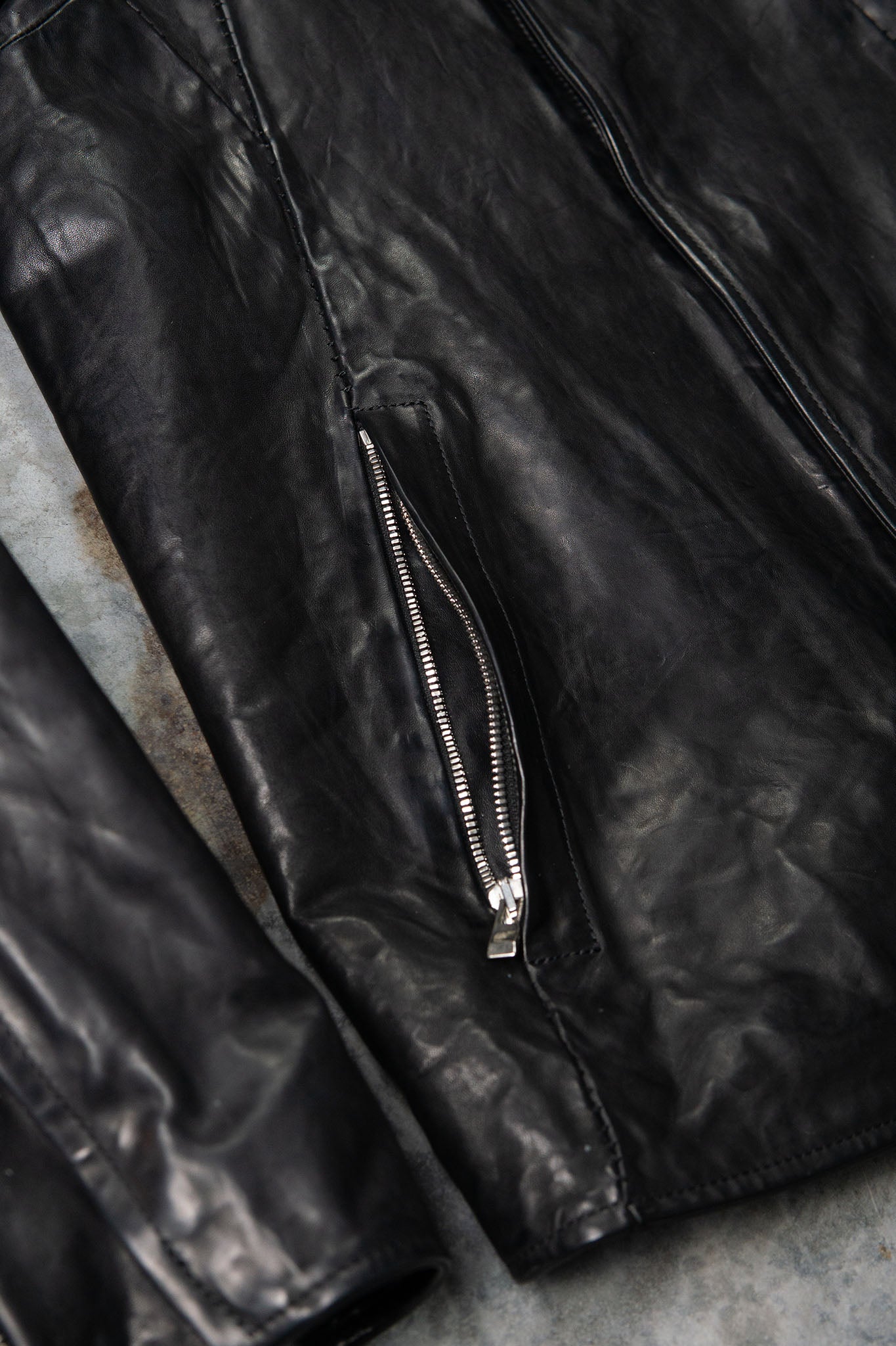 HORSE LEATHER COLLARLESS BIKER JACKET JB-8