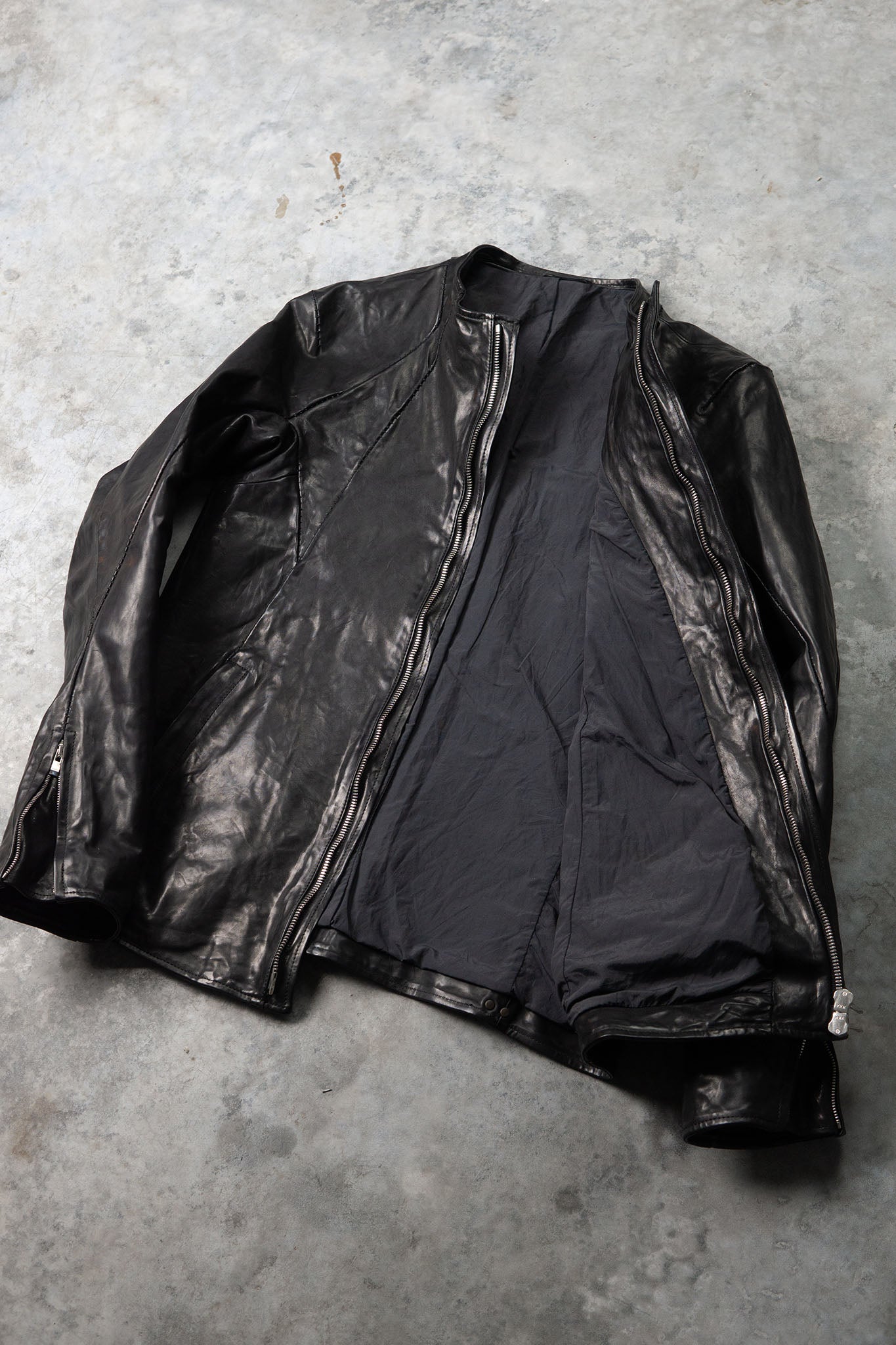 HORSE LEATHER COLLARLESS BIKER JACKET JB-8
