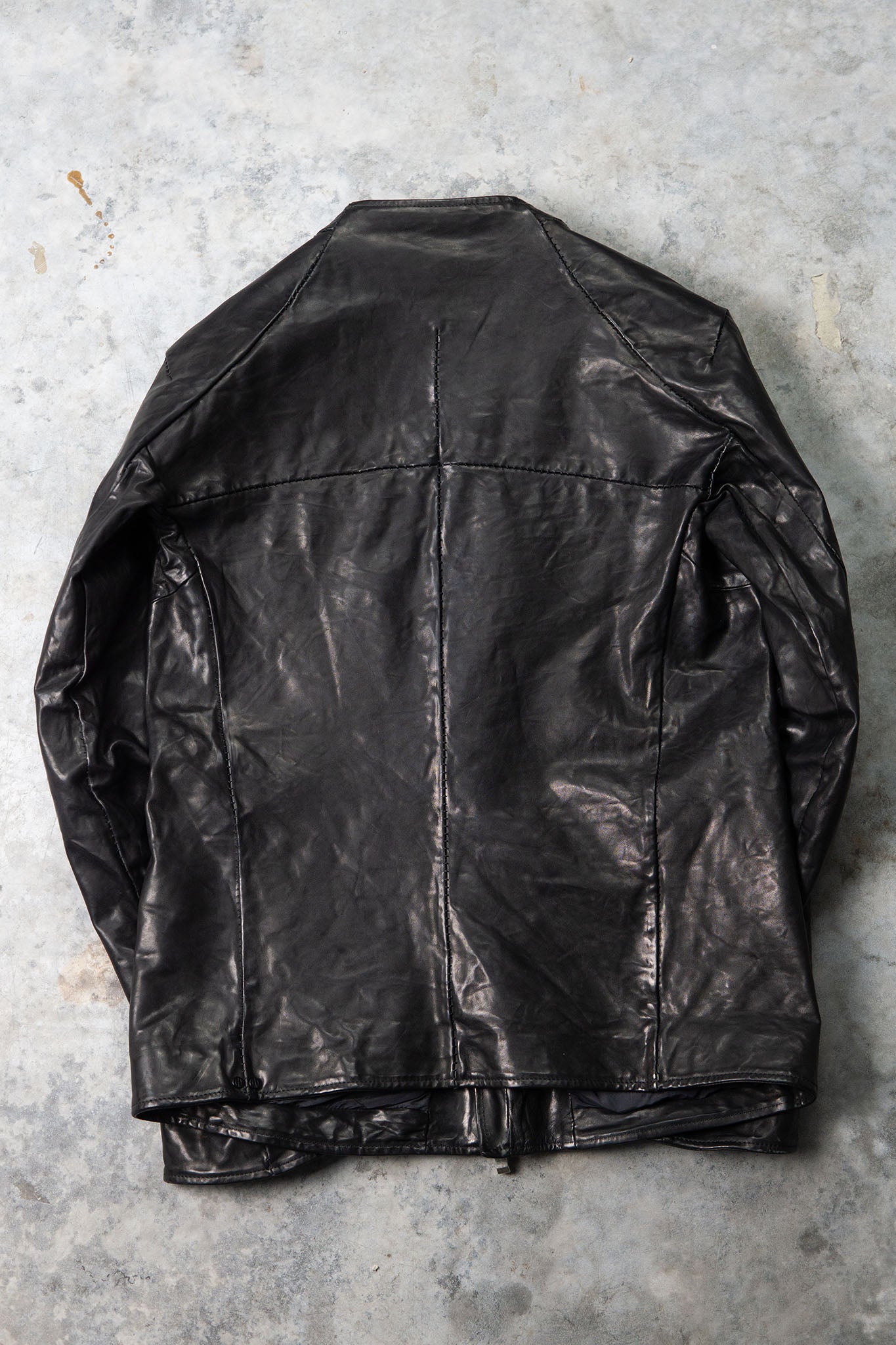 HORSE LEATHER COLLARLESS BIKER JACKET JB-8