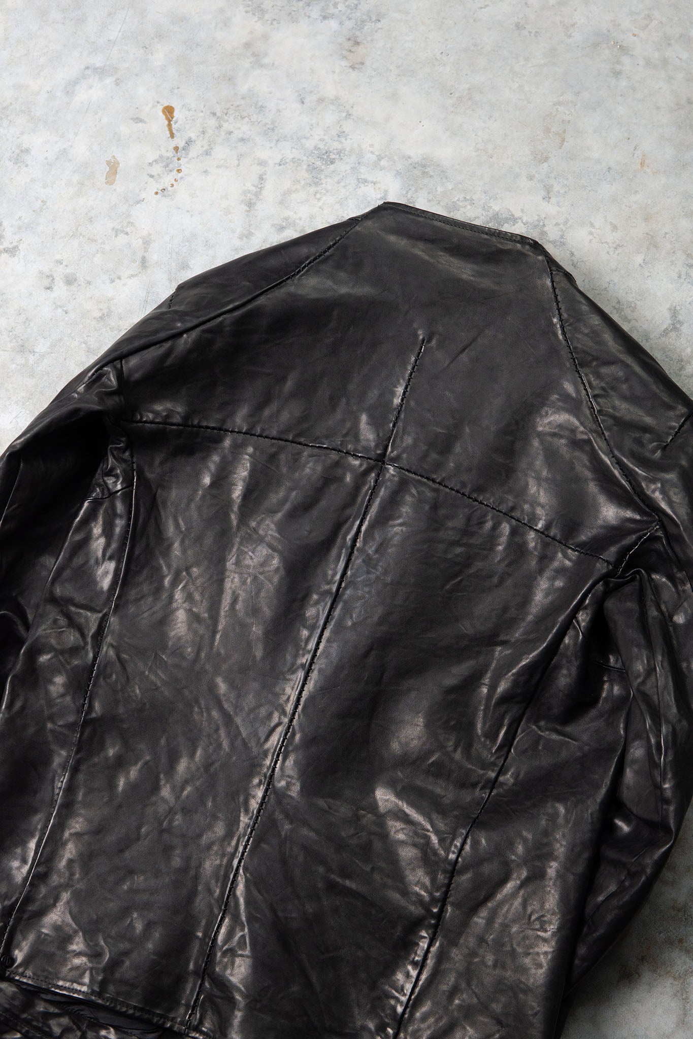 HORSE LEATHER COLLARLESS BIKER JACKET JB-8