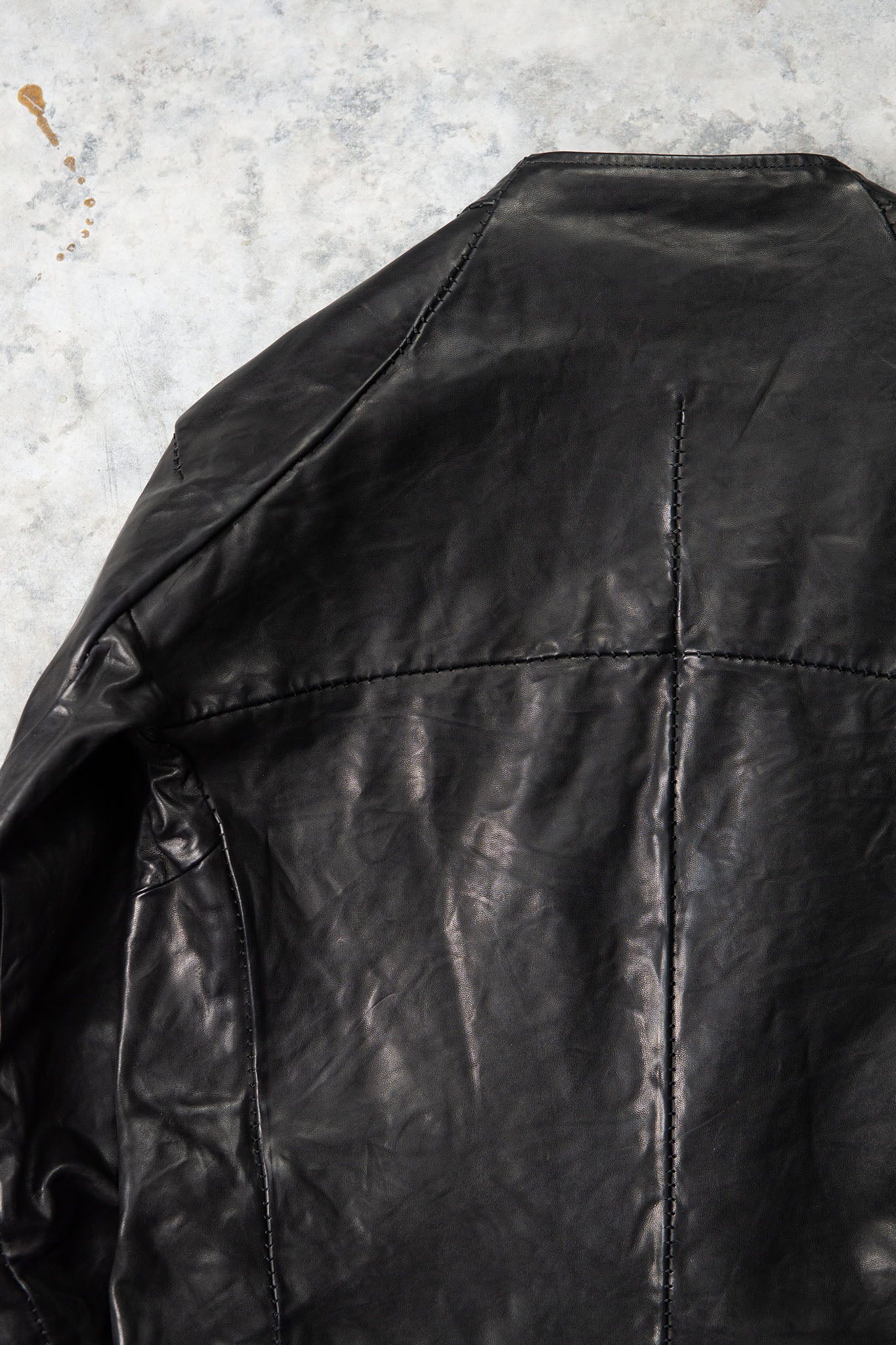 HORSE LEATHER COLLARLESS BIKER JACKET JB-8