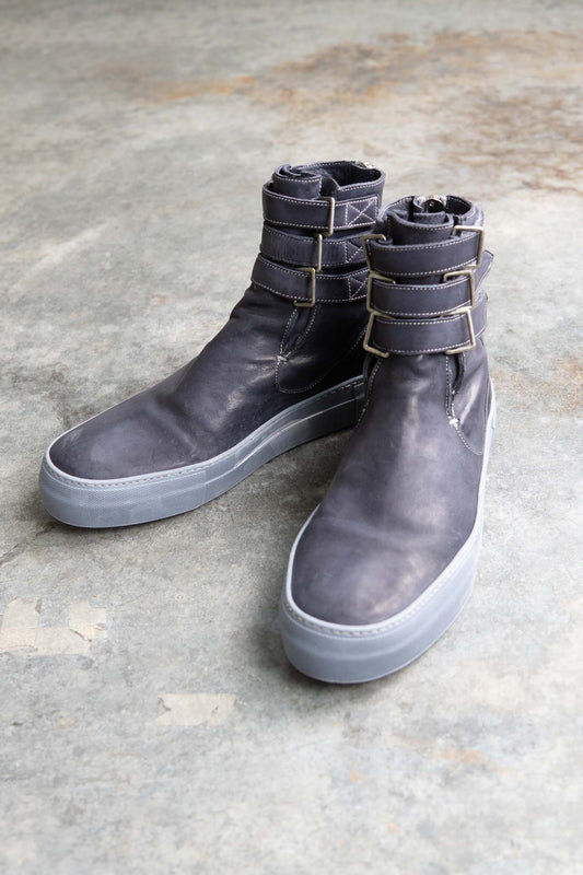 HORSE WHITE LEATHER SNEAKER DR-4Z WHITE HIGH RUBBER SOLES PIECE DYED