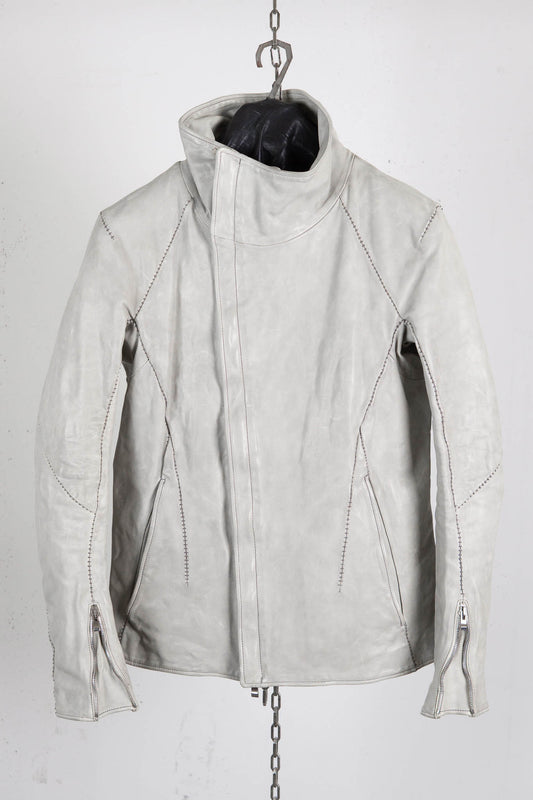 HORSE WHITE LEATHER HIGH COLLAR DARTS SHOULDER JACKET JB-5S