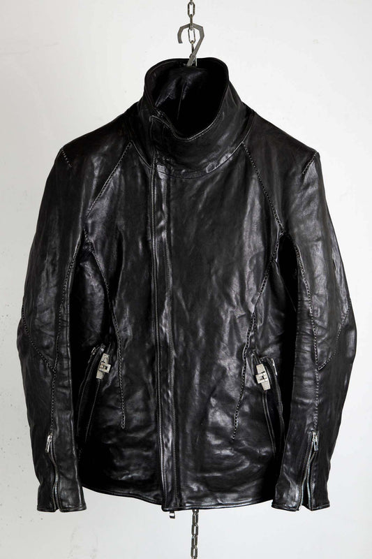 HORSE LEATHER HIGH NECK LAGRAN DARTS SHOULDER BLOUSON W/POCKET LINED JB-5