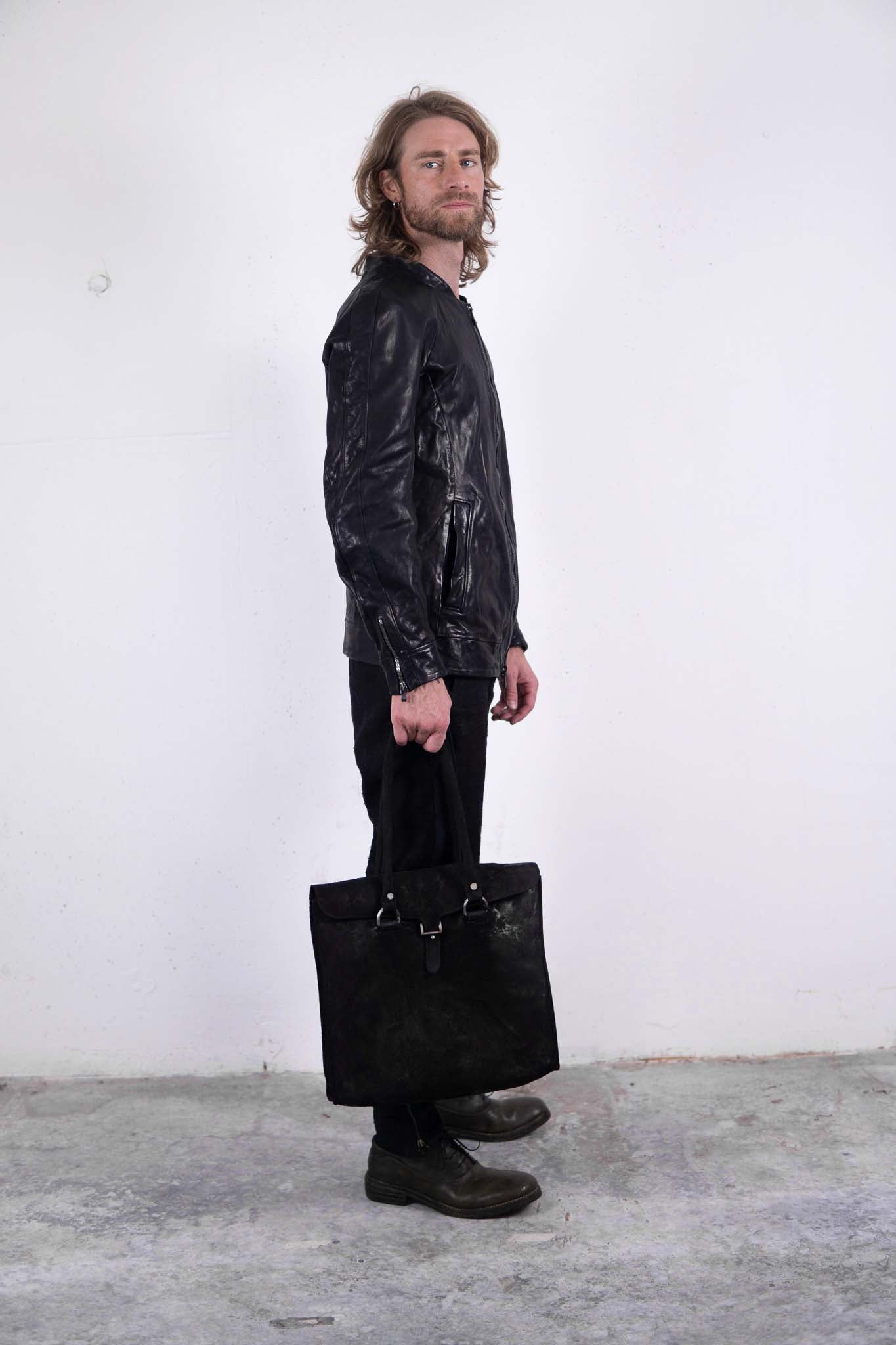 HORSE BUTT LEATHER BAG TOTO WB-3 UNLINED WITH MEDIUM PURSE PIECE DYED