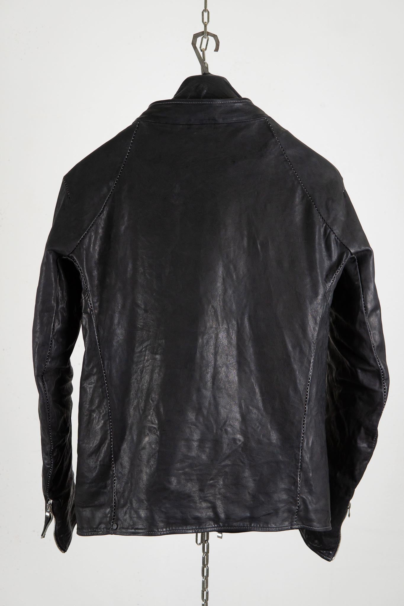 HORSE LEATHER STAND UP COLLAR W/BREAST MOTO LINED JBM-1