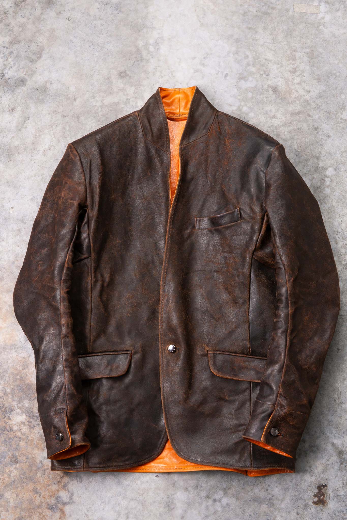 HORSE RESIN LEATHER SHOWL COLLAR JACKET JJK-4