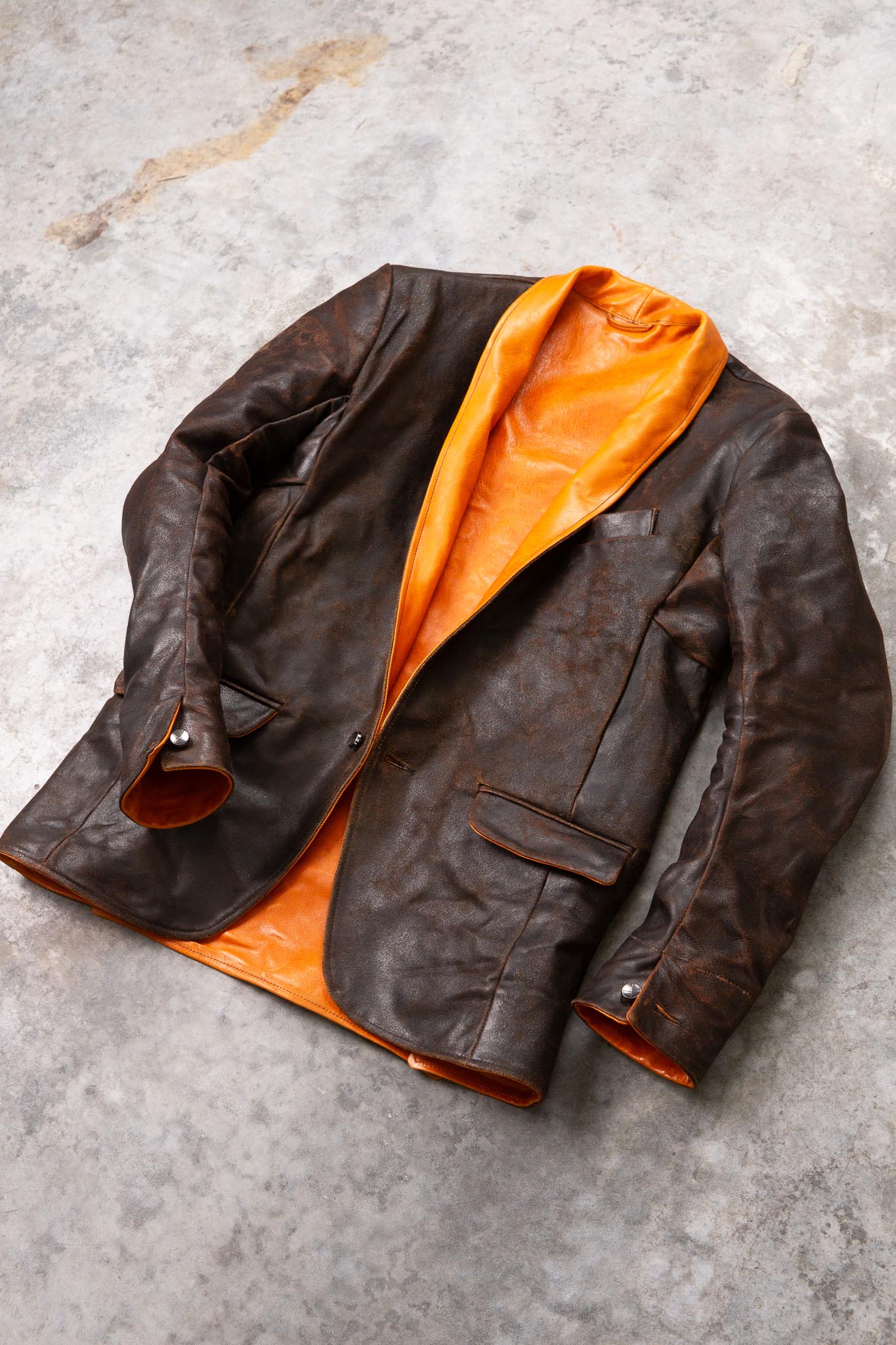 HORSE RESIN LEATHER SHOWL COLLAR JACKET JJK-4