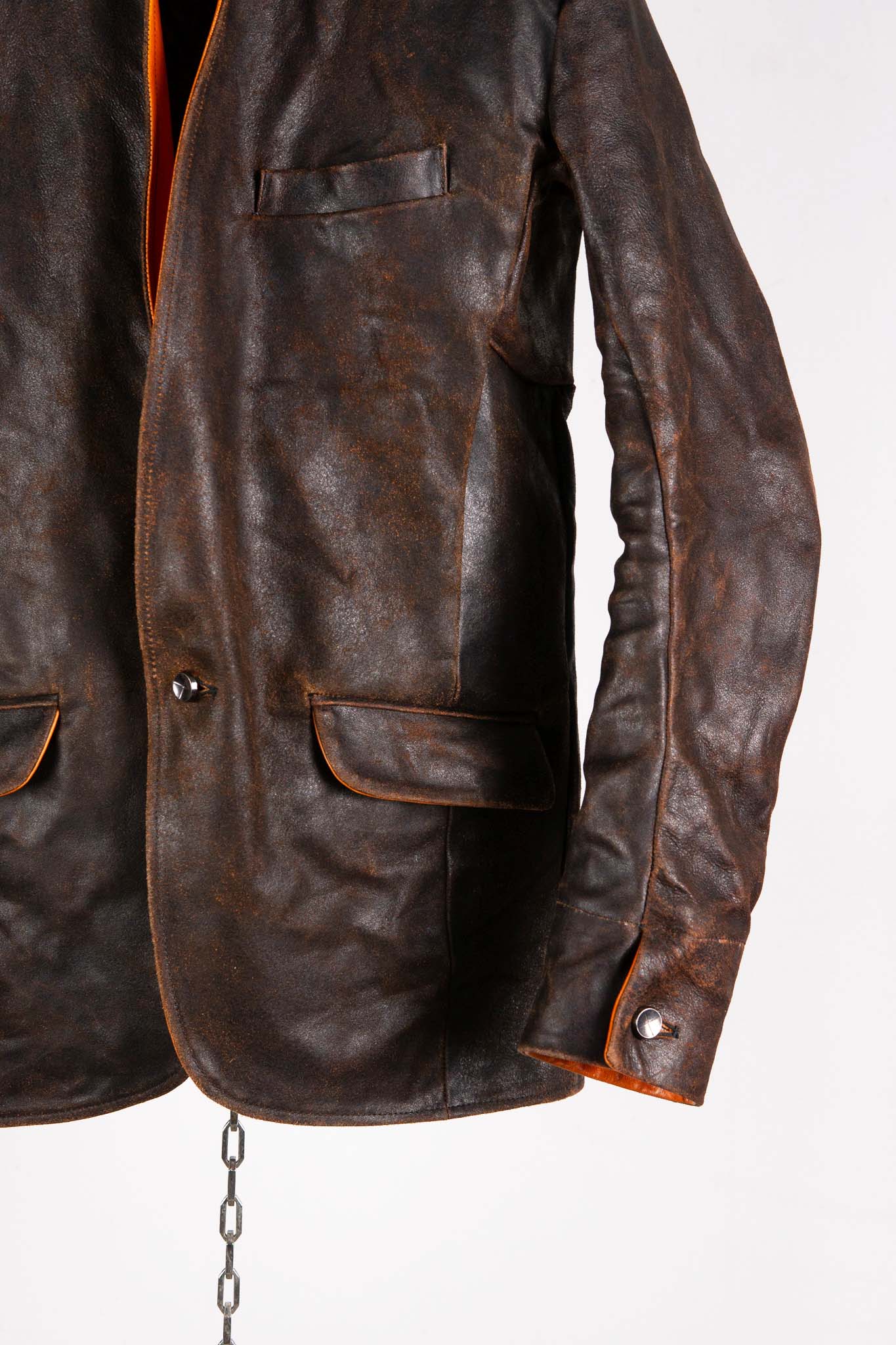 HORSE RESIN LEATHER SHOWL COLLAR JACKET JJK-4