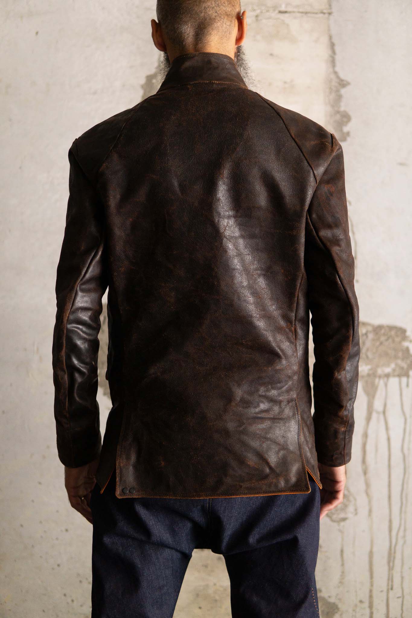 HORSE RESIN LEATHER SHOWL COLLAR JACKET JJK-4