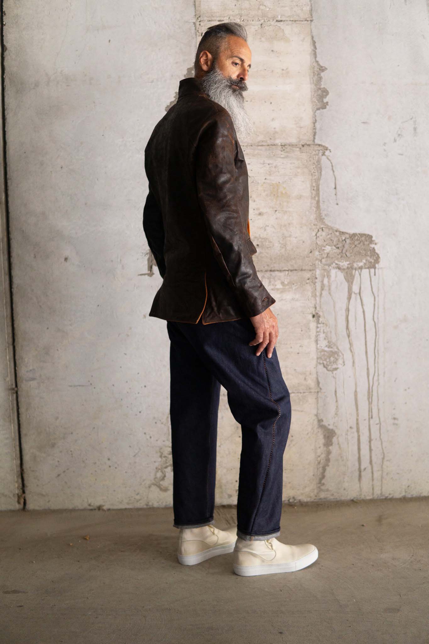 HORSE RESIN LEATHER SHOWL COLLAR JACKET JJK-4