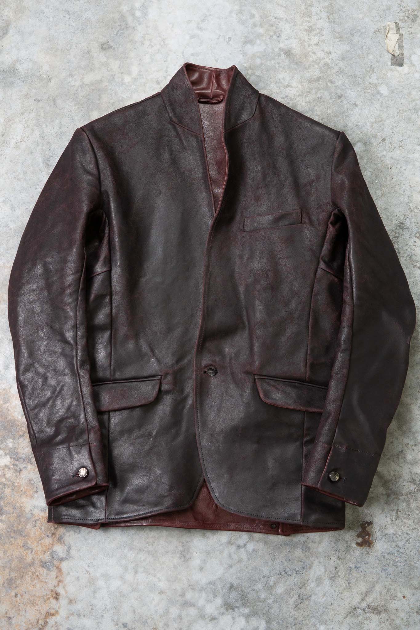 HORSE RESIN LEATHER SHOWL COLLAR JACKET JJK-4