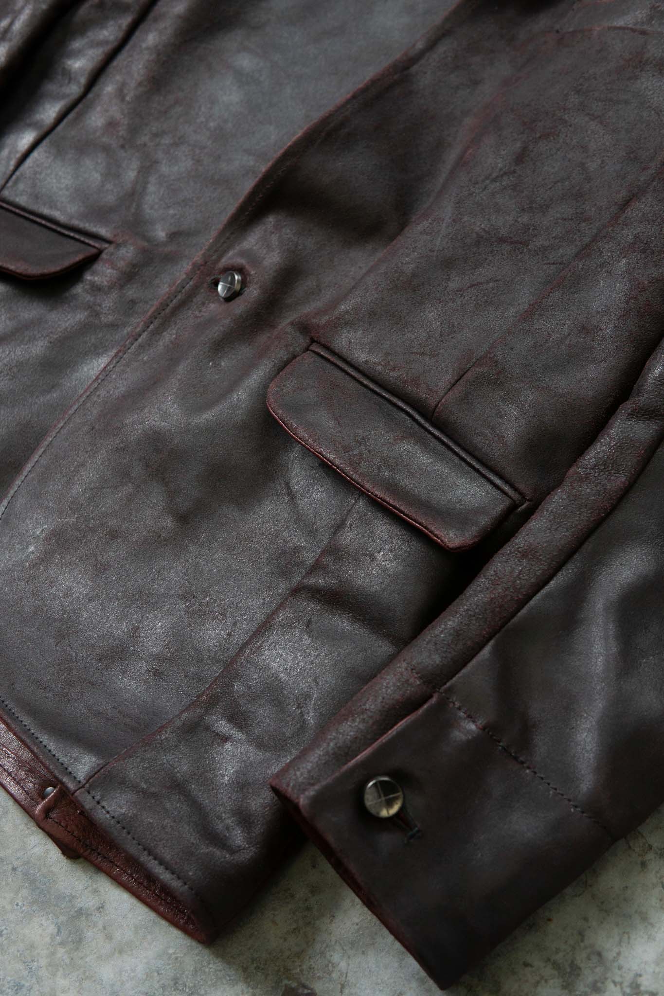 HORSE RESIN LEATHER SHOWL COLLAR JACKET JJK-4
