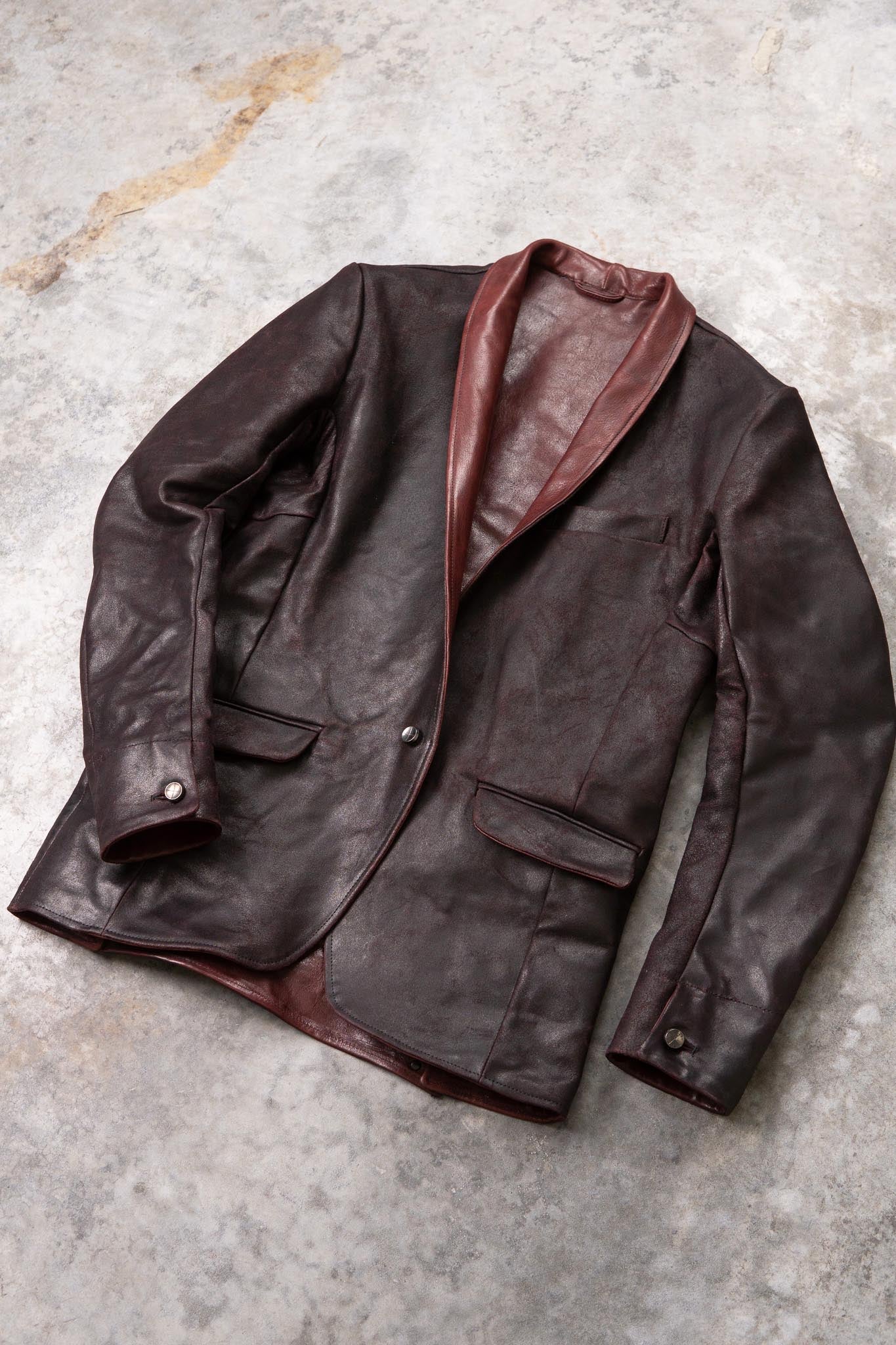 HORSE RESIN LEATHER SHOWL COLLAR JACKET JJK-4