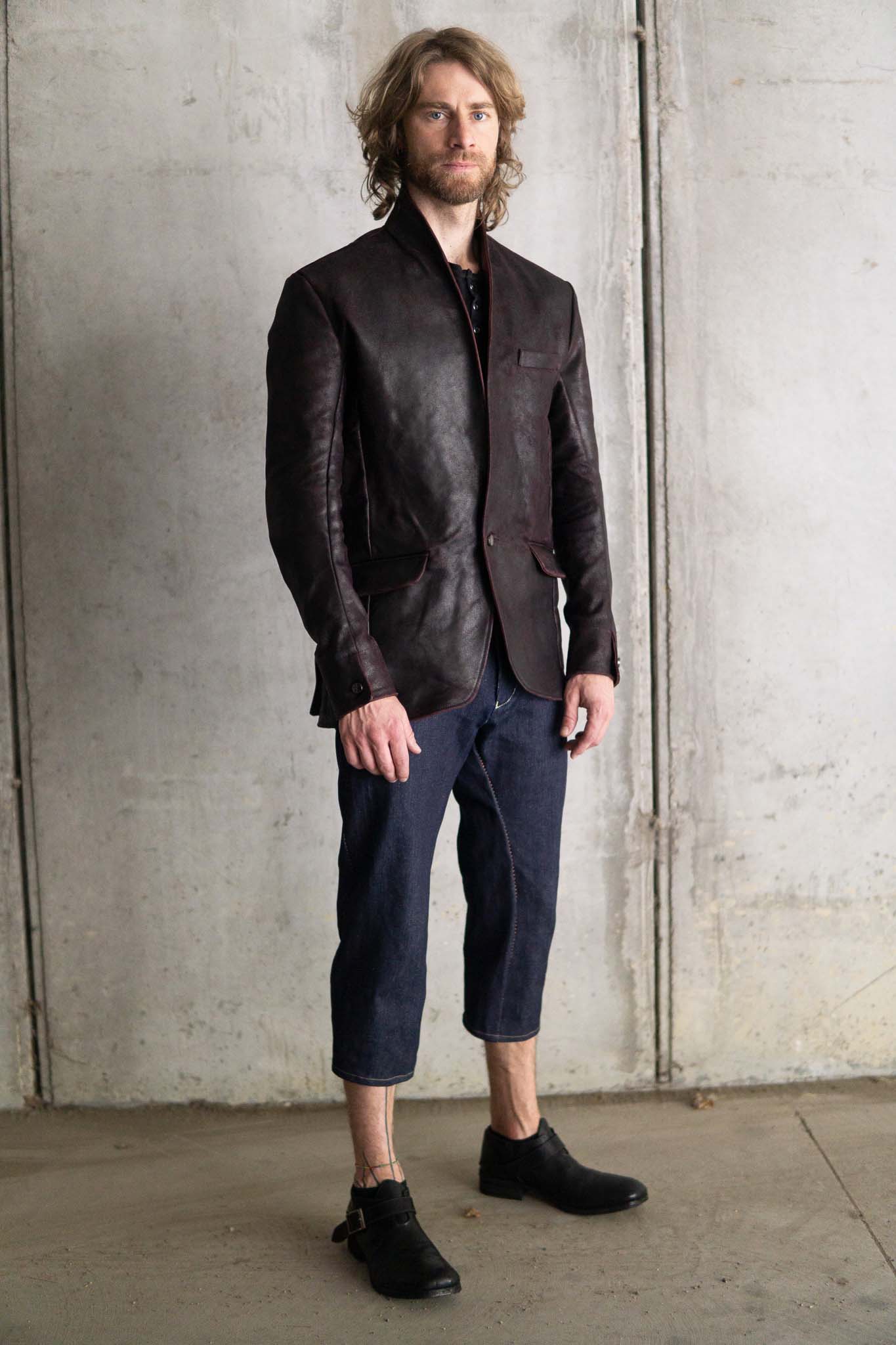 HORSE RESIN LEATHER SHOWL COLLAR JACKET JJK-4