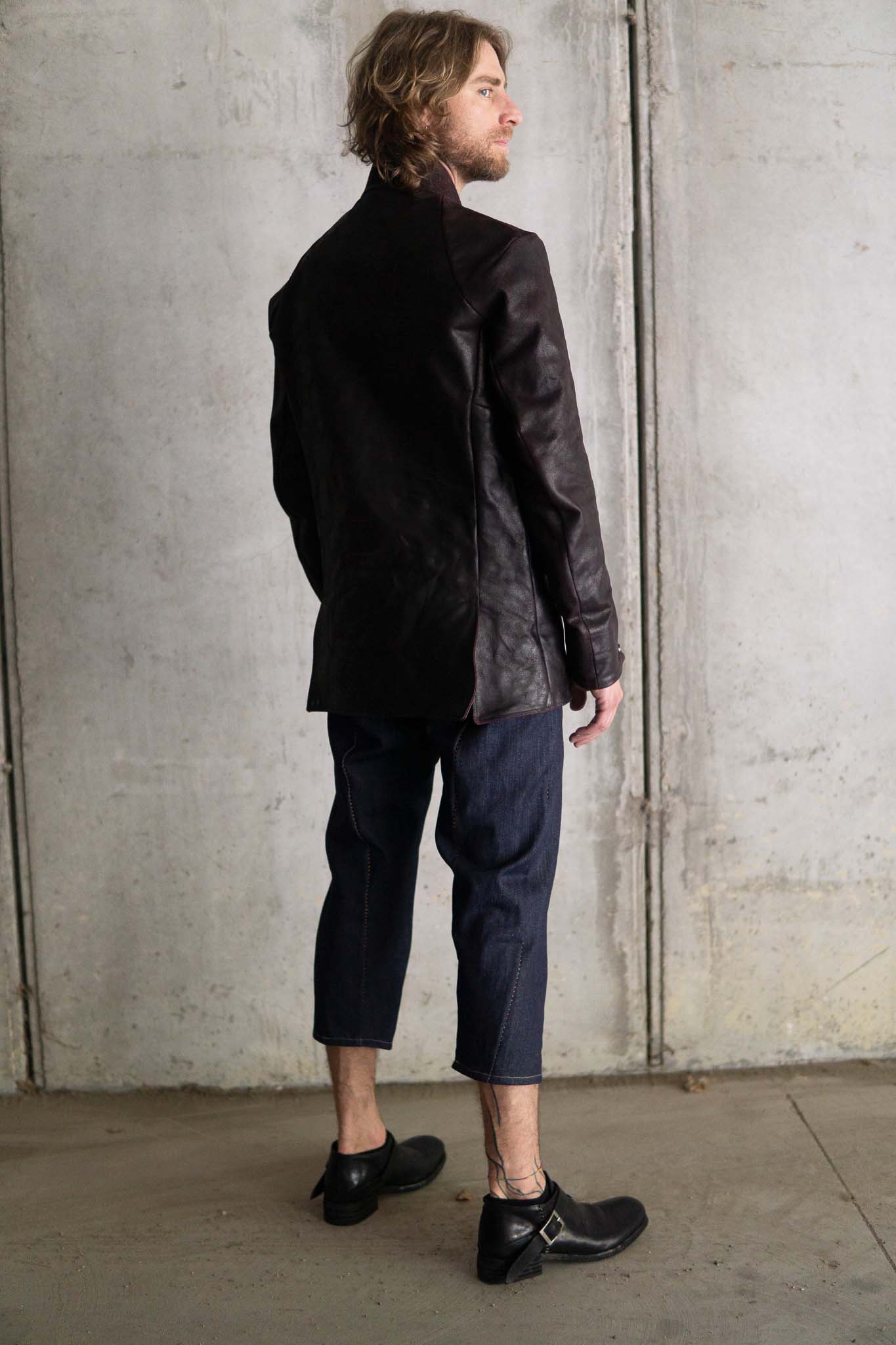 HORSE RESIN LEATHER SHOWL COLLAR JACKET JJK-4
