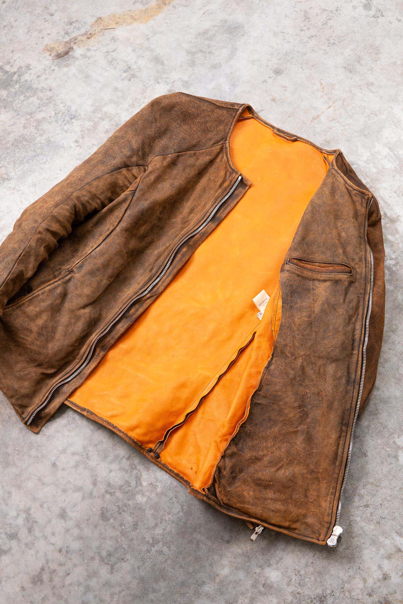 HORSE RESIN LEATHER ZIP FRONT BLOUSON LINED SJ-5 WASHED