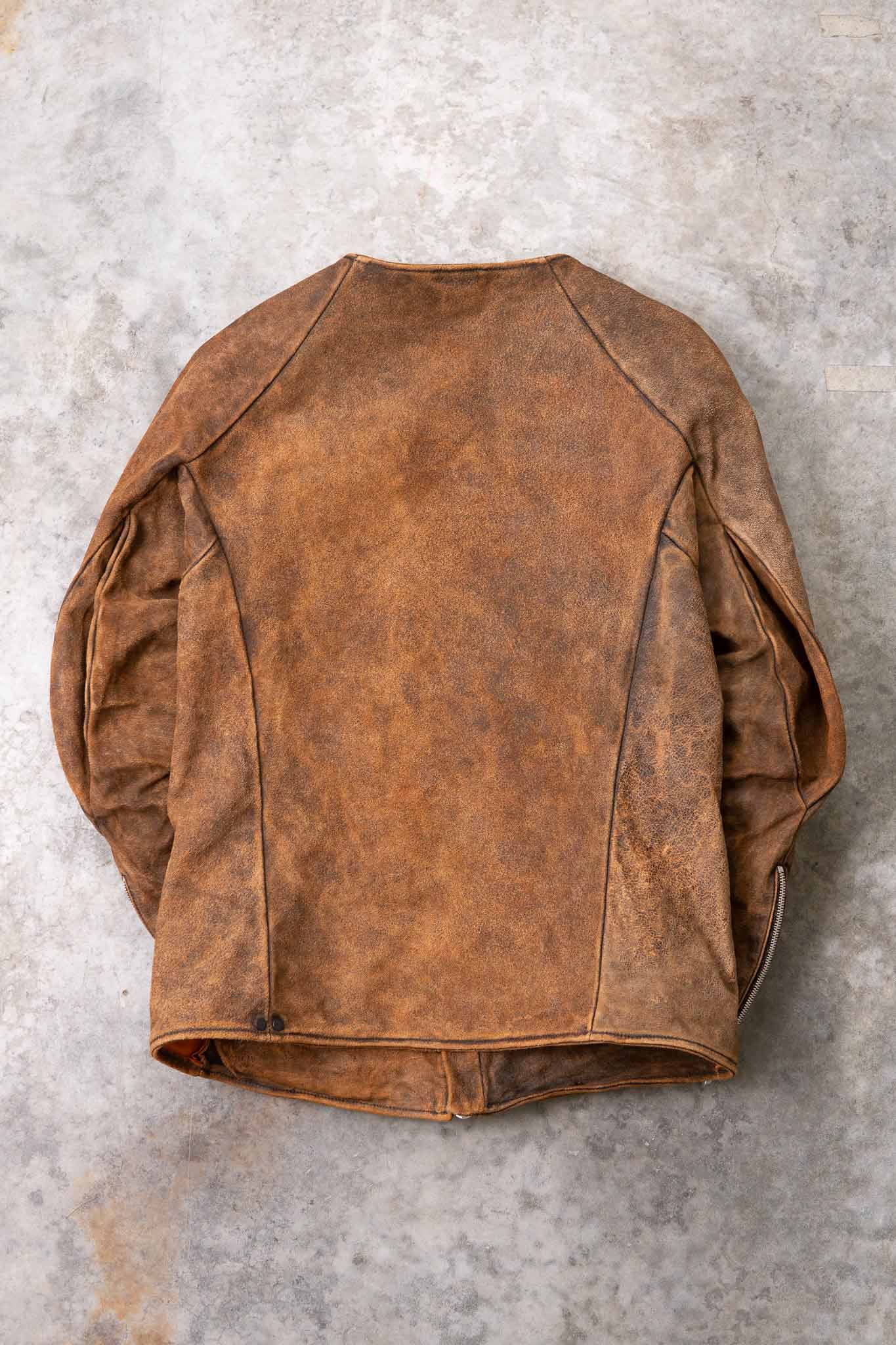 HORSE RESIN LEATHER ZIP FRONT BLOUSON LINED SJ-5 WASHED