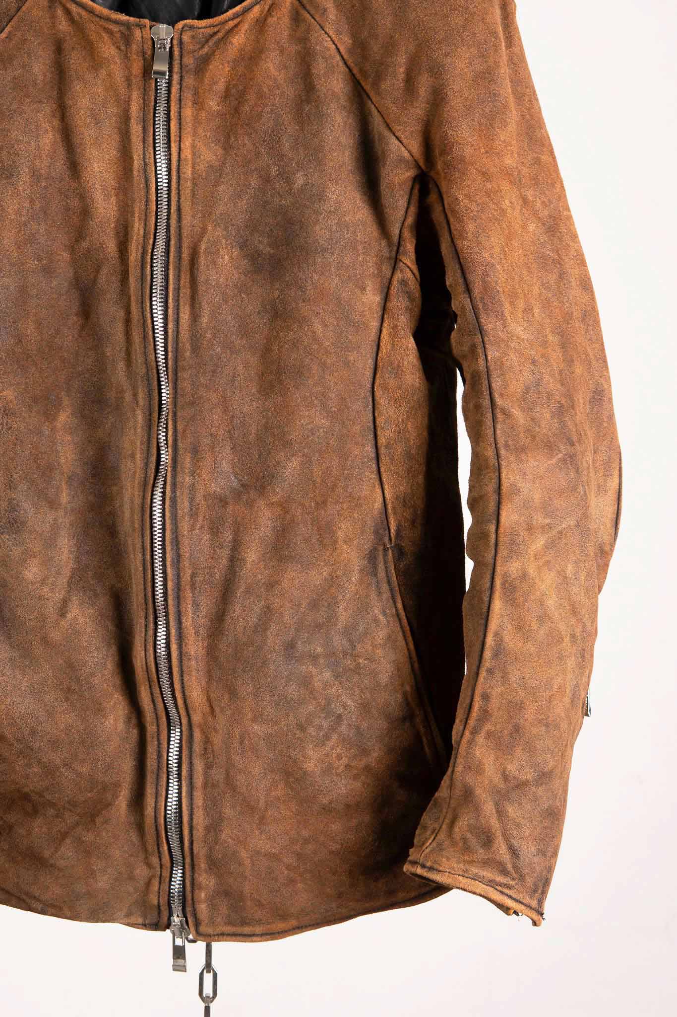 HORSE RESIN LEATHER ZIP FRONT BLOUSON LINED SJ-5 WASHED
