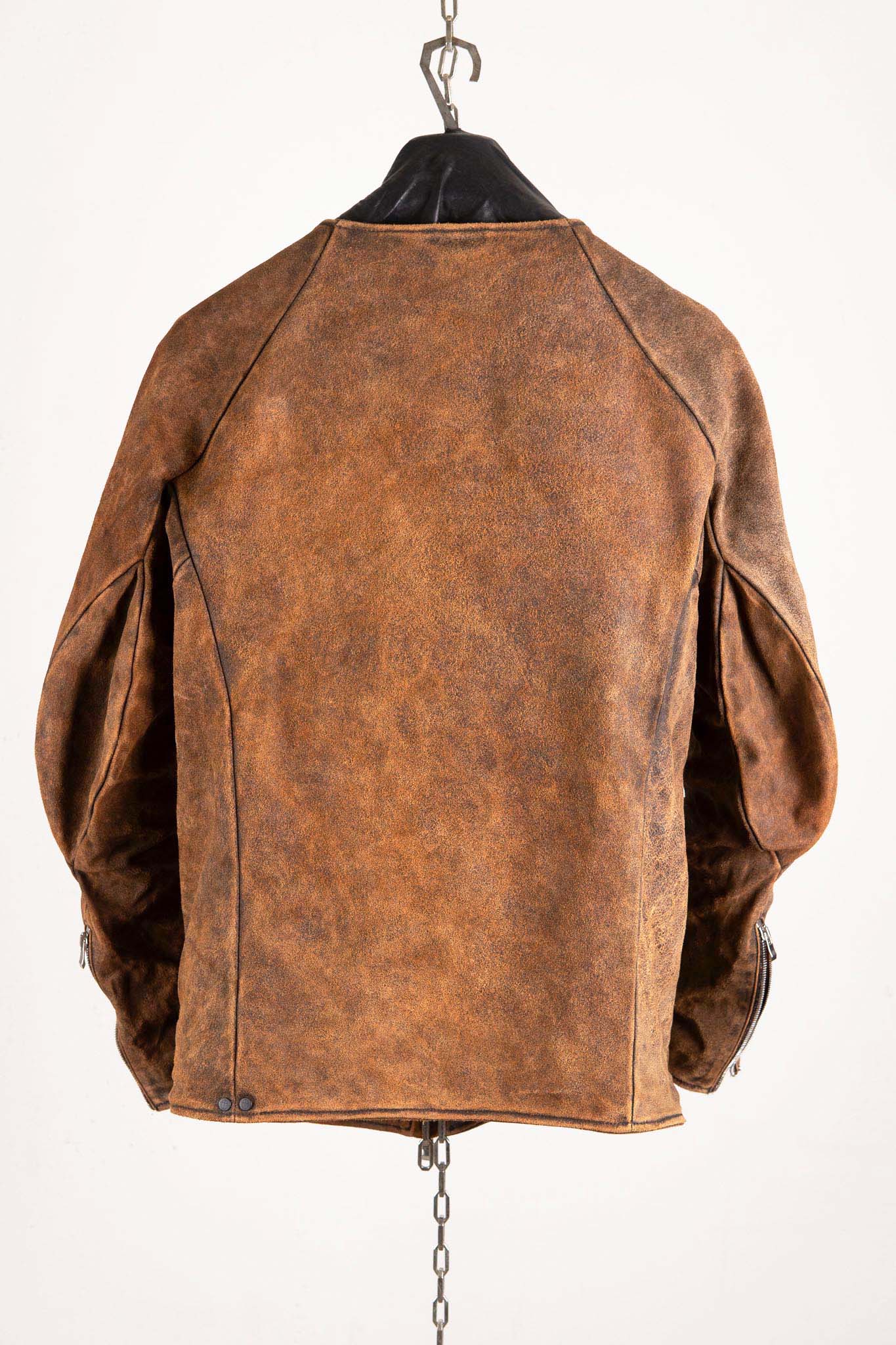 HORSE RESIN LEATHER ZIP FRONT BLOUSON LINED SJ-5 WASHED