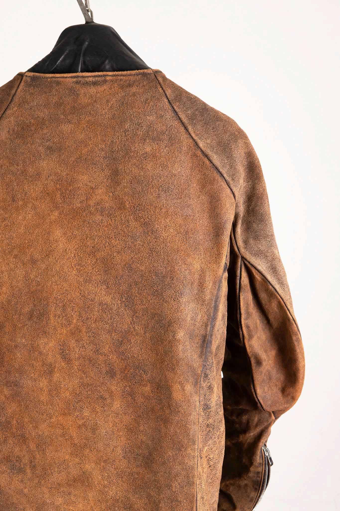 HORSE RESIN LEATHER ZIP FRONT BLOUSON LINED SJ-5 WASHED