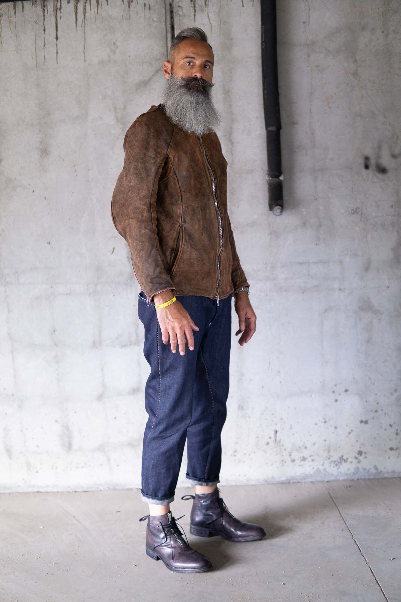 HORSE RESIN LEATHER ZIP FRONT BLOUSON LINED SJ-5 WASHED
