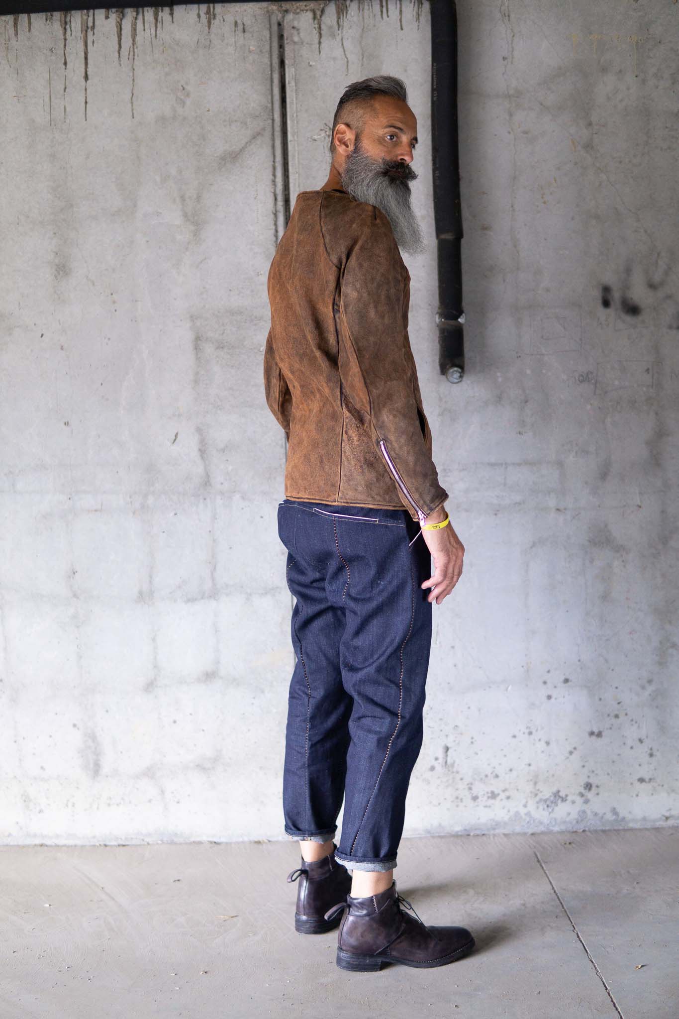 HORSE RESIN LEATHER ZIP FRONT BLOUSON LINED SJ-5 WASHED