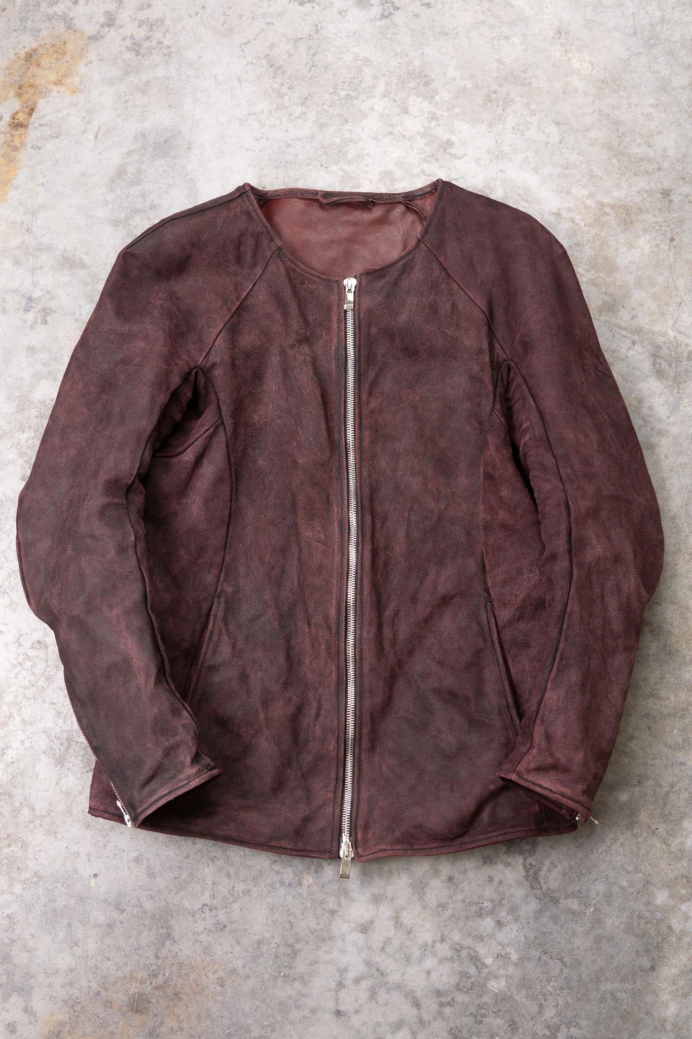 HORSE RESIN LEATHER ZIP FRONT BLOUSON LINED SJ-5 WASHED