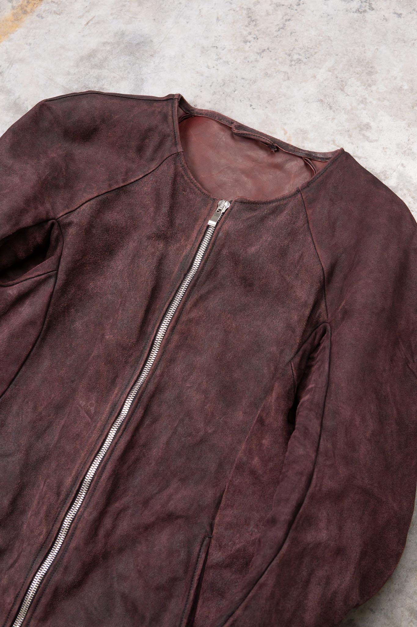 HORSE RESIN LEATHER ZIP FRONT BLOUSON LINED SJ-5 WASHED