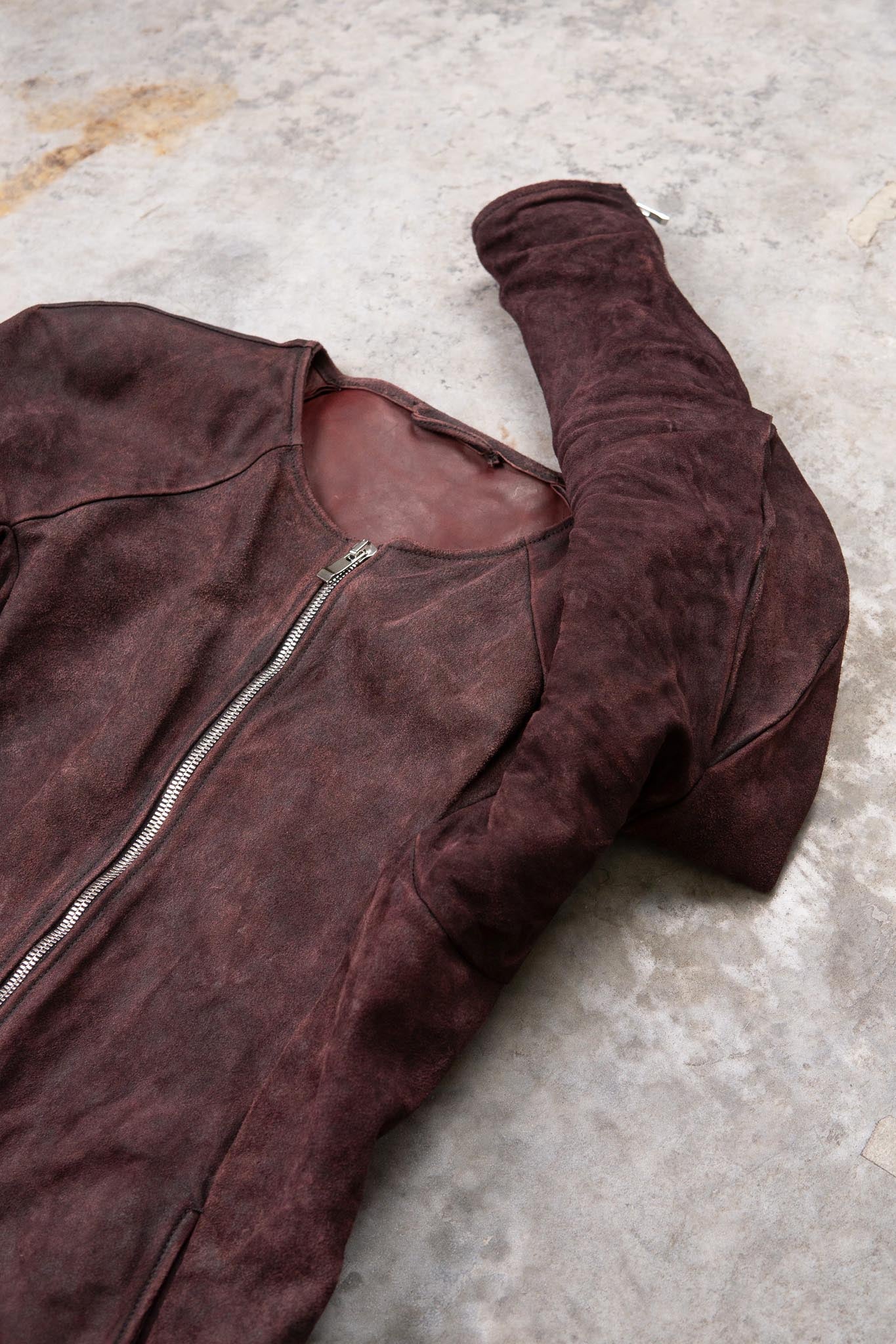 HORSE RESIN LEATHER ZIP FRONT BLOUSON LINED SJ-5 WASHED