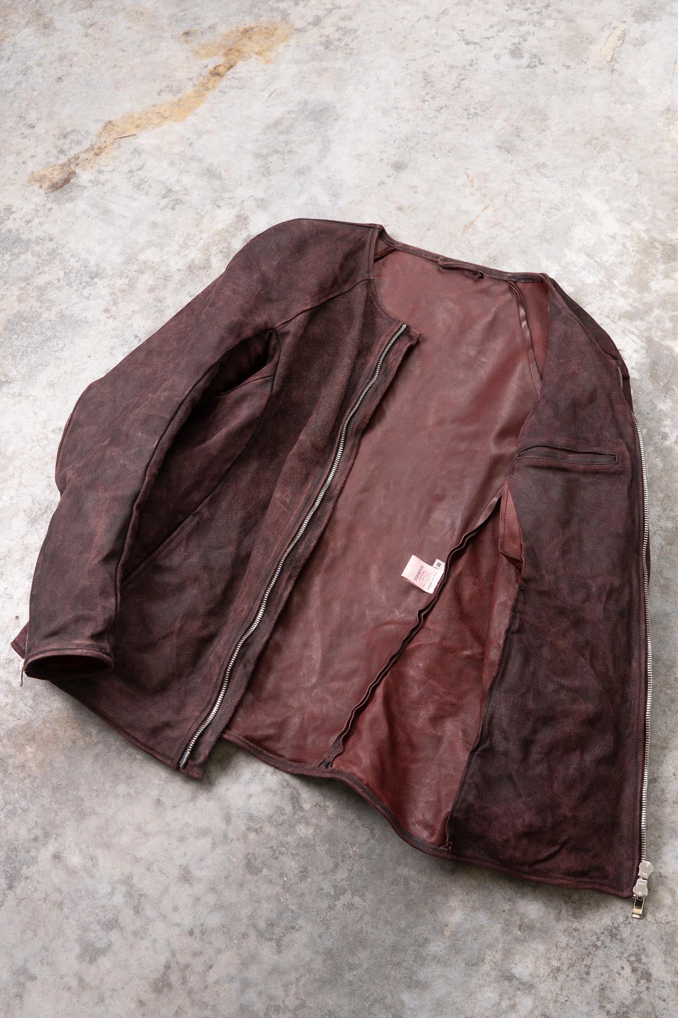 HORSE RESIN LEATHER ZIP FRONT BLOUSON LINED SJ-5 WASHED