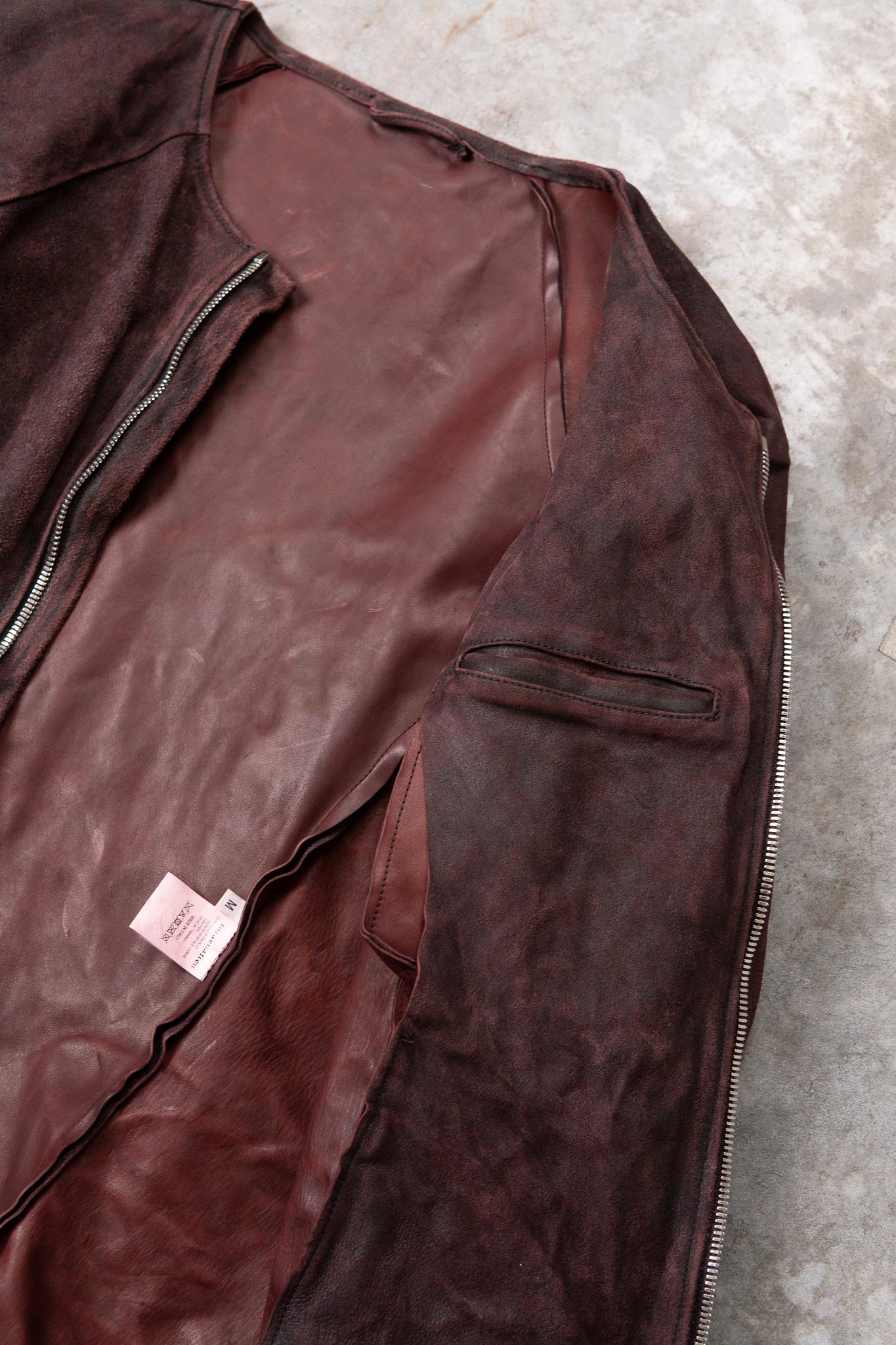 HORSE RESIN LEATHER ZIP FRONT BLOUSON LINED SJ-5 WASHED