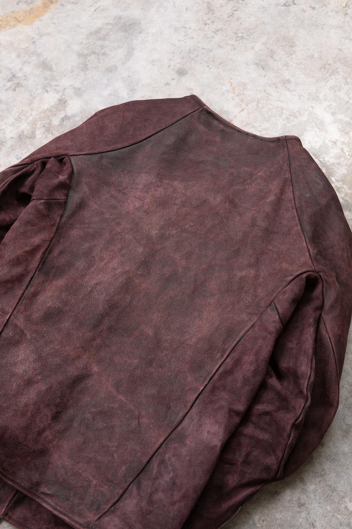HORSE RESIN LEATHER ZIP FRONT BLOUSON LINED SJ-5 WASHED