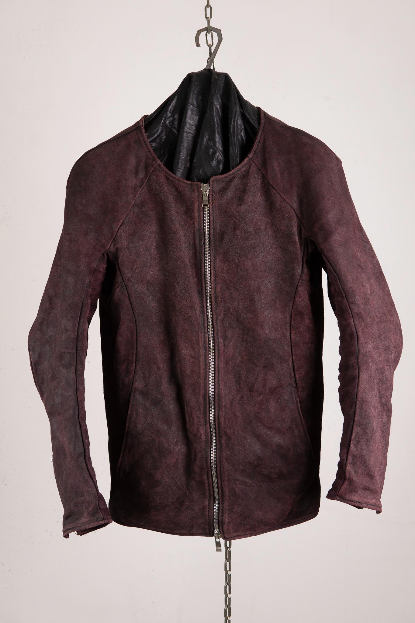 HORSE RESIN LEATHER ZIP FRONT BLOUSON LINED SJ-5 WASHED
