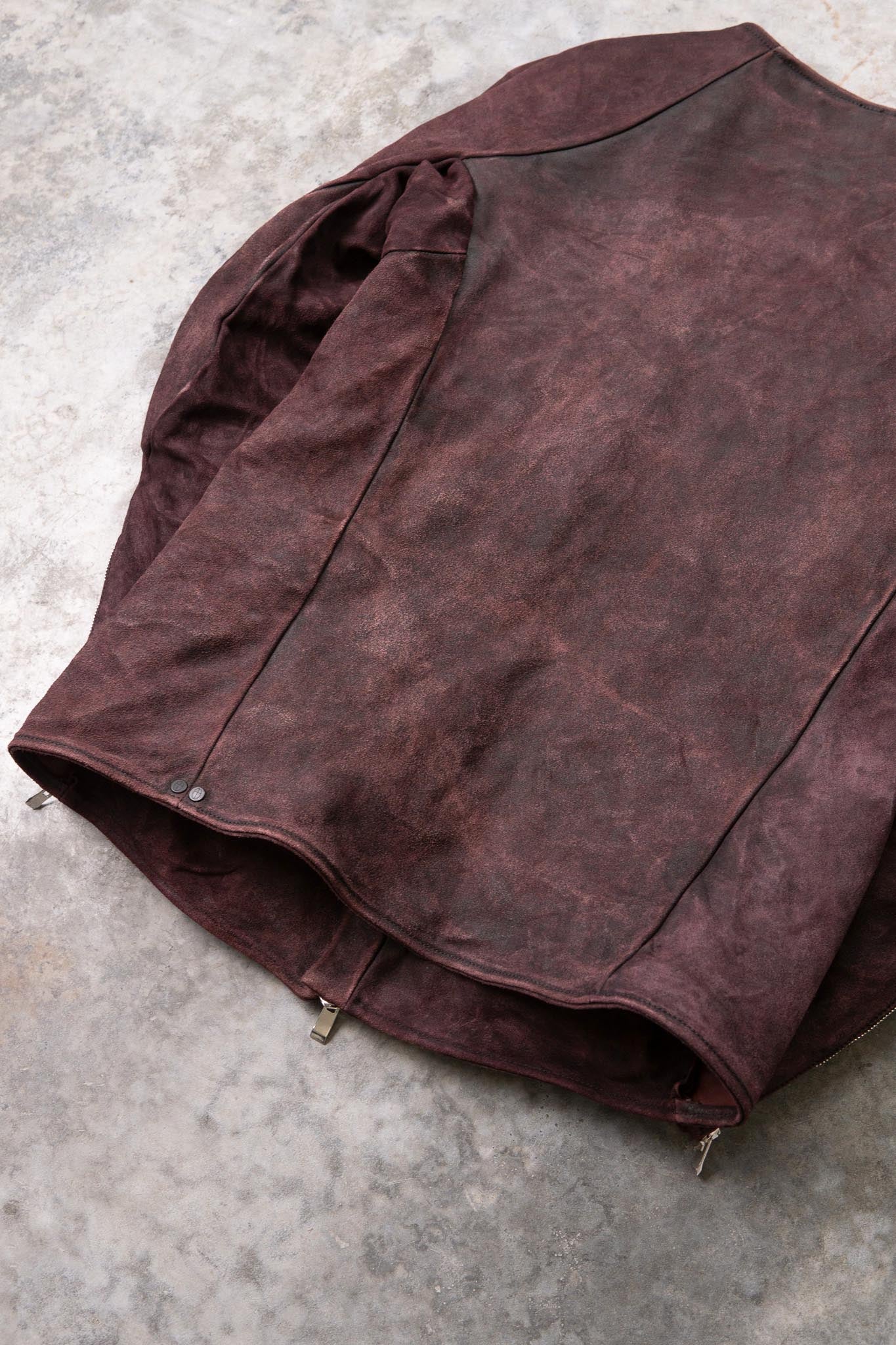 HORSE RESIN LEATHER ZIP FRONT BLOUSON LINED SJ-5 WASHED