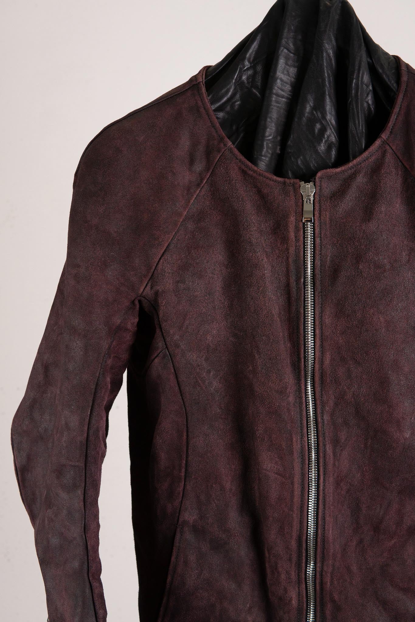 HORSE RESIN LEATHER ZIP FRONT BLOUSON LINED SJ-5 WASHED