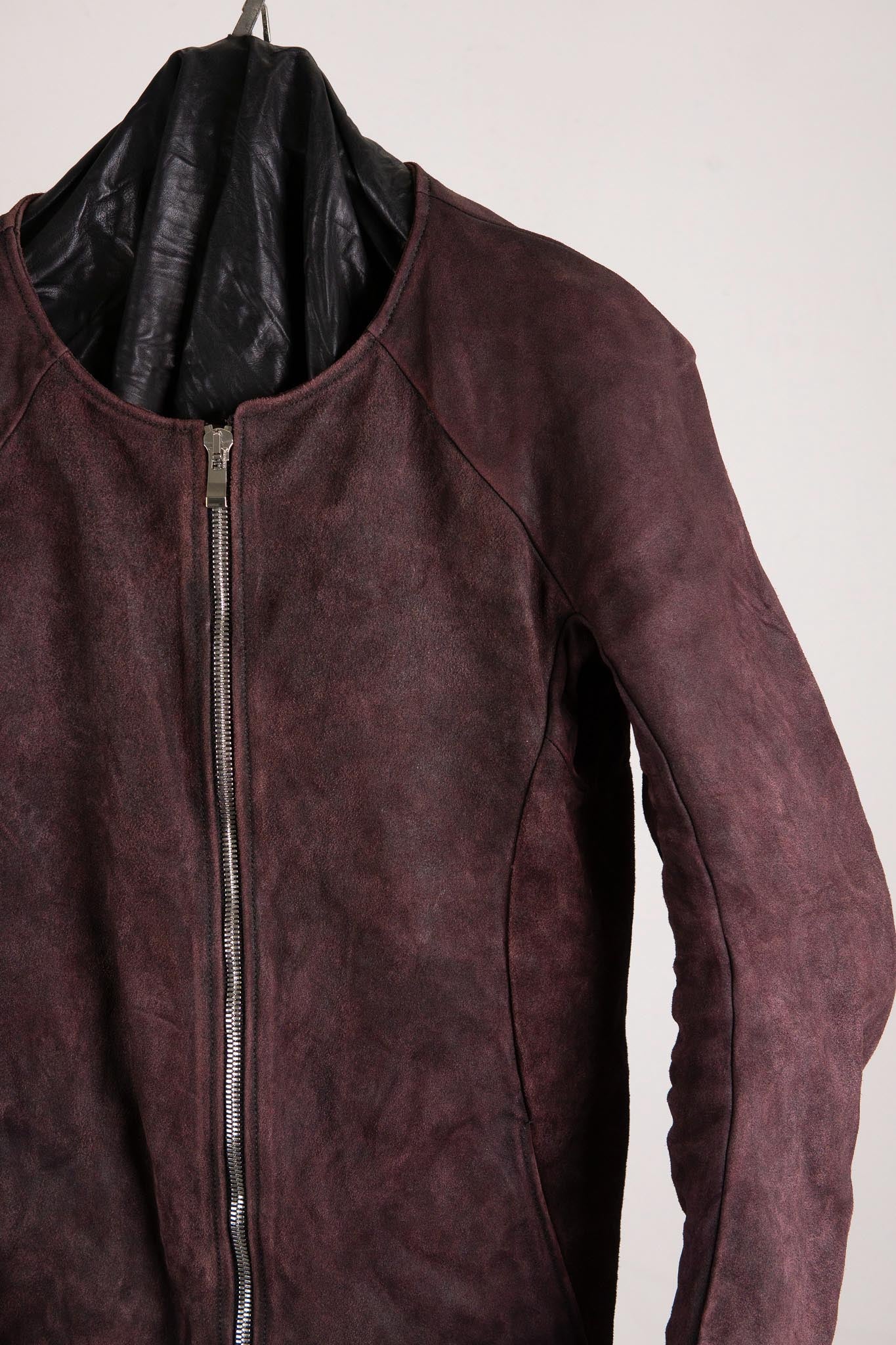HORSE RESIN LEATHER ZIP FRONT BLOUSON LINED SJ-5 WASHED