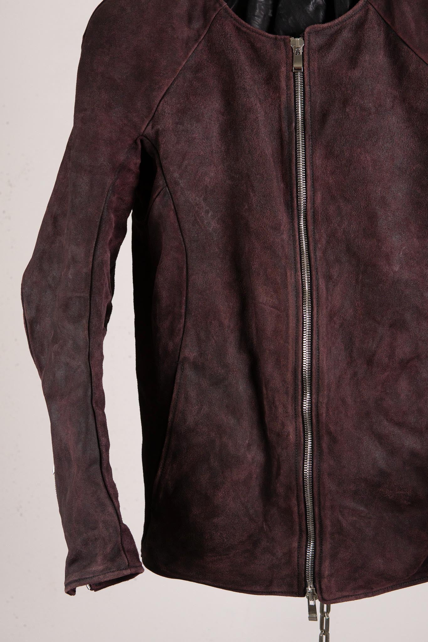 HORSE RESIN LEATHER ZIP FRONT BLOUSON LINED SJ-5 WASHED