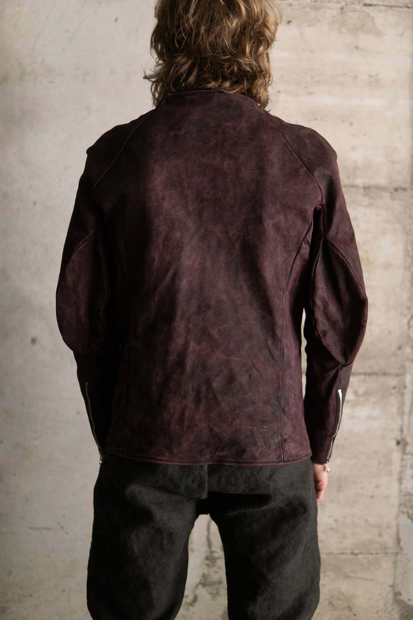 HORSE RESIN LEATHER ZIP FRONT BLOUSON LINED SJ-5 WASHED