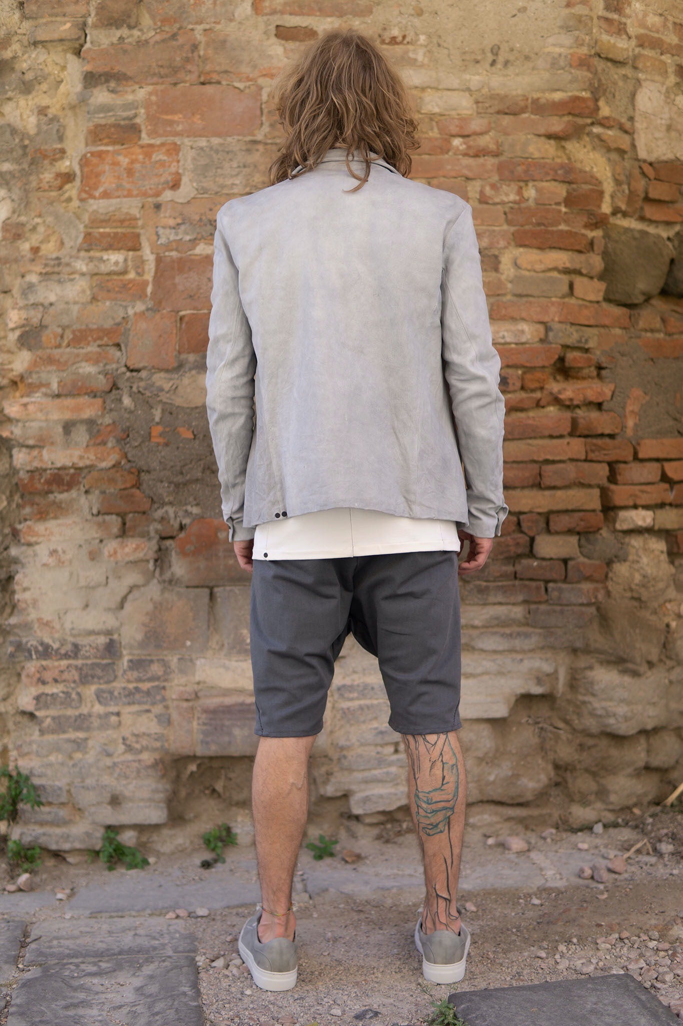 HEAVY WEIGHT SHEEP WHITE LEATHER SHIRT COLLAR BLOUSON LINED BD-3